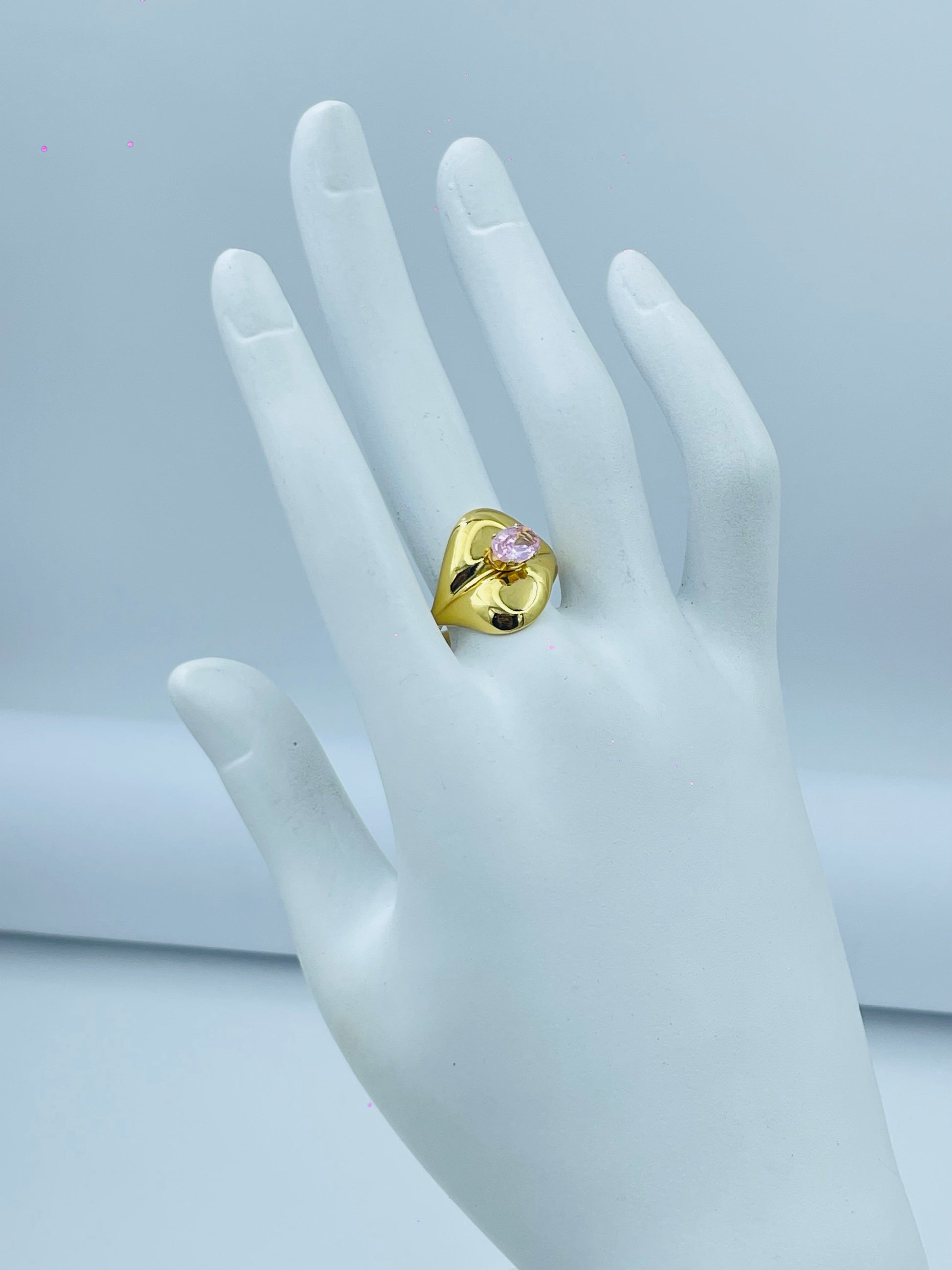 Elegant Gold Ring with Pink Gemstone  Perfect for Special Occasions