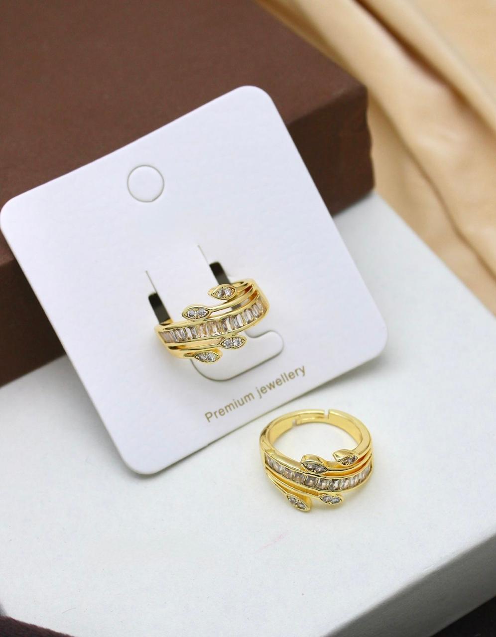 Gold Plated Leaf Design Ring Set  Premium Jewellery