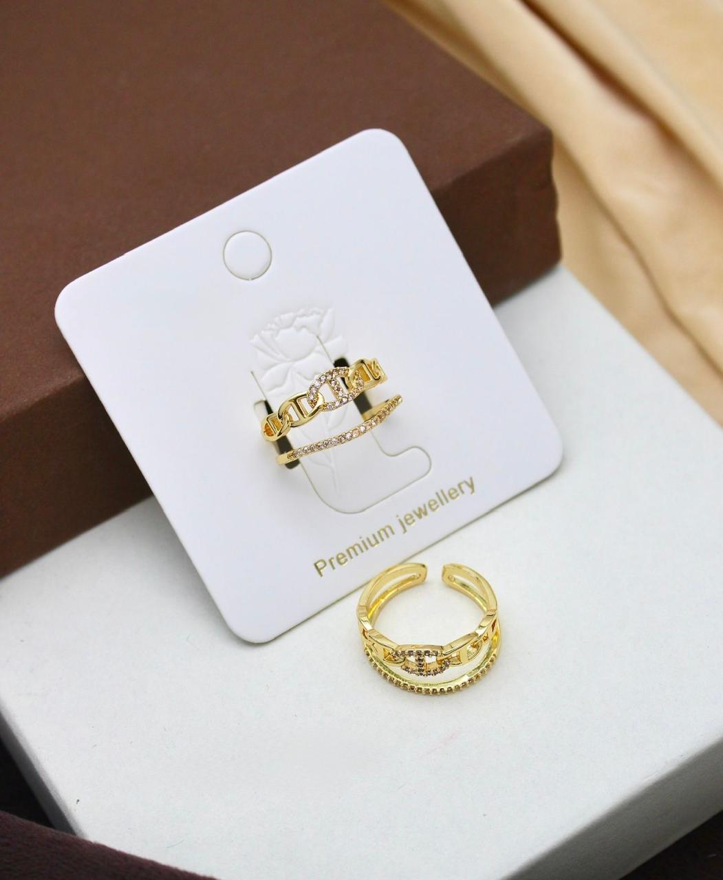 Elegant Gold DoubleBand Adjustable Ring