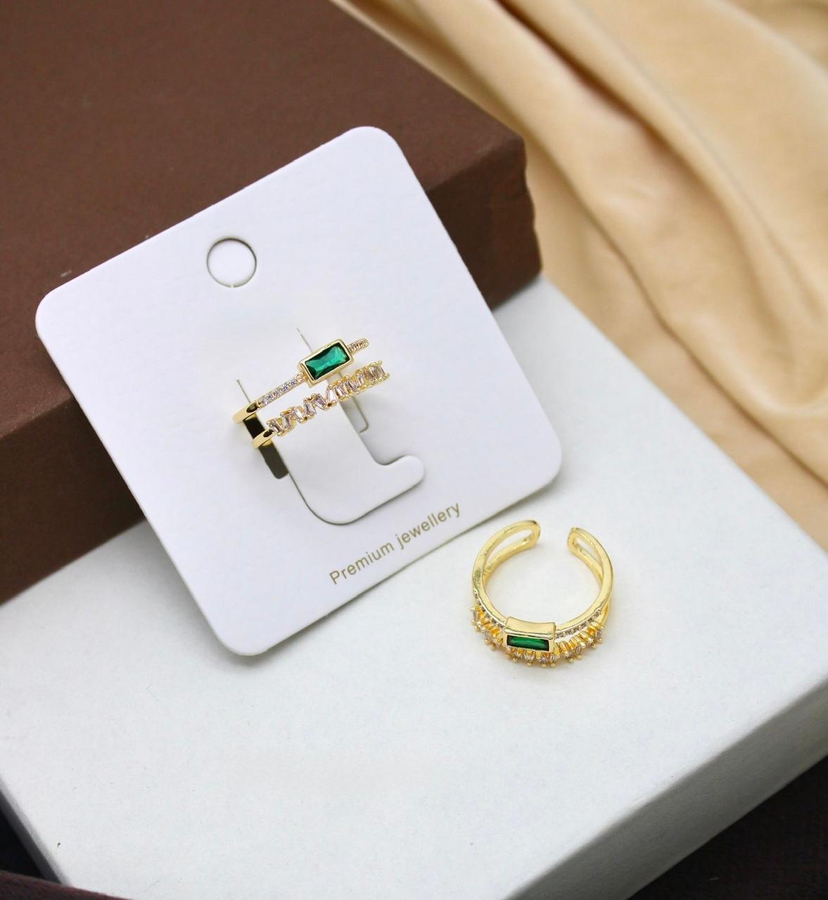 Elegant Emerald Green Ring  Earring Jewelry Set
