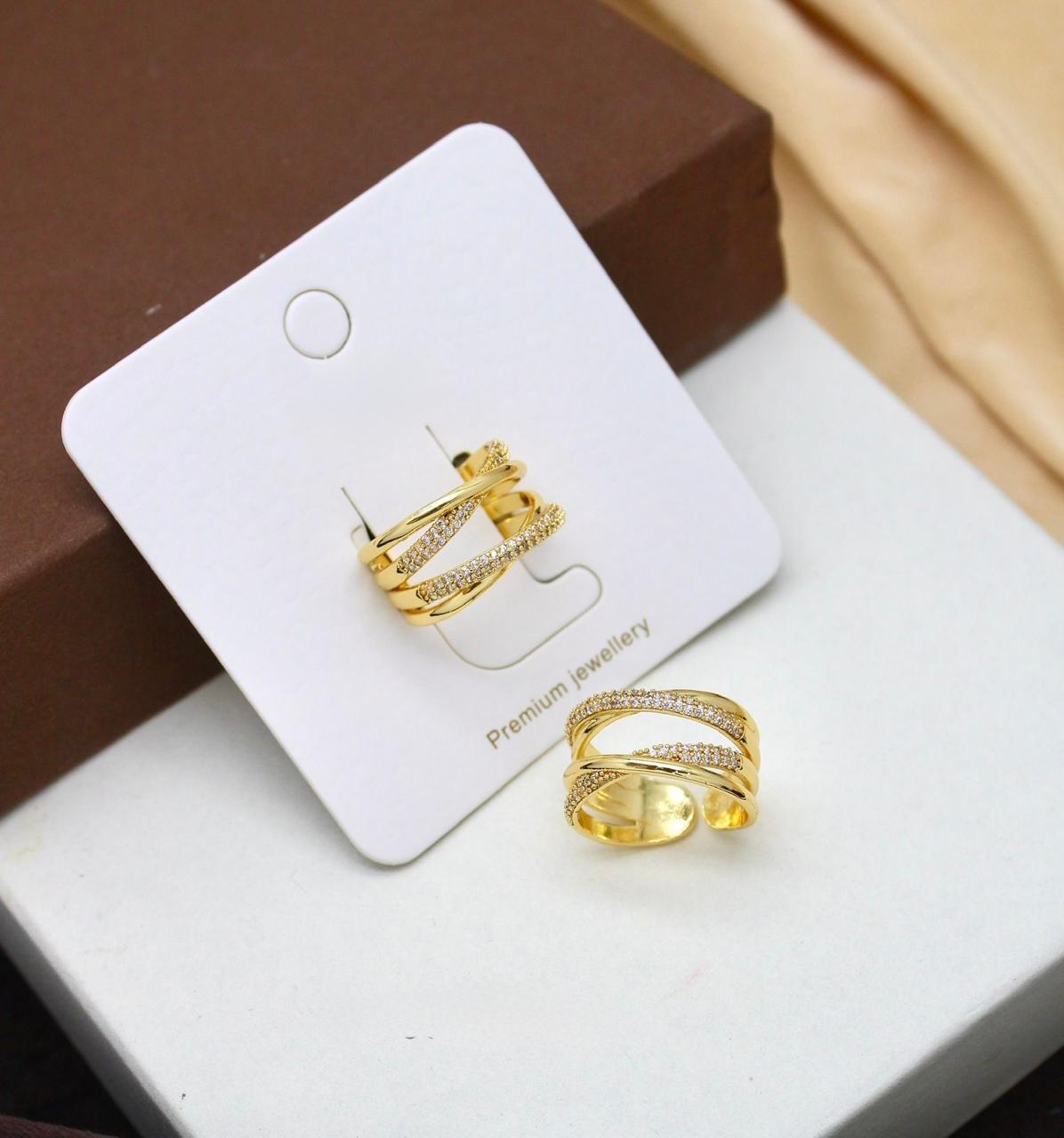 Elegant Gold Plated CrissCross Ring Set
