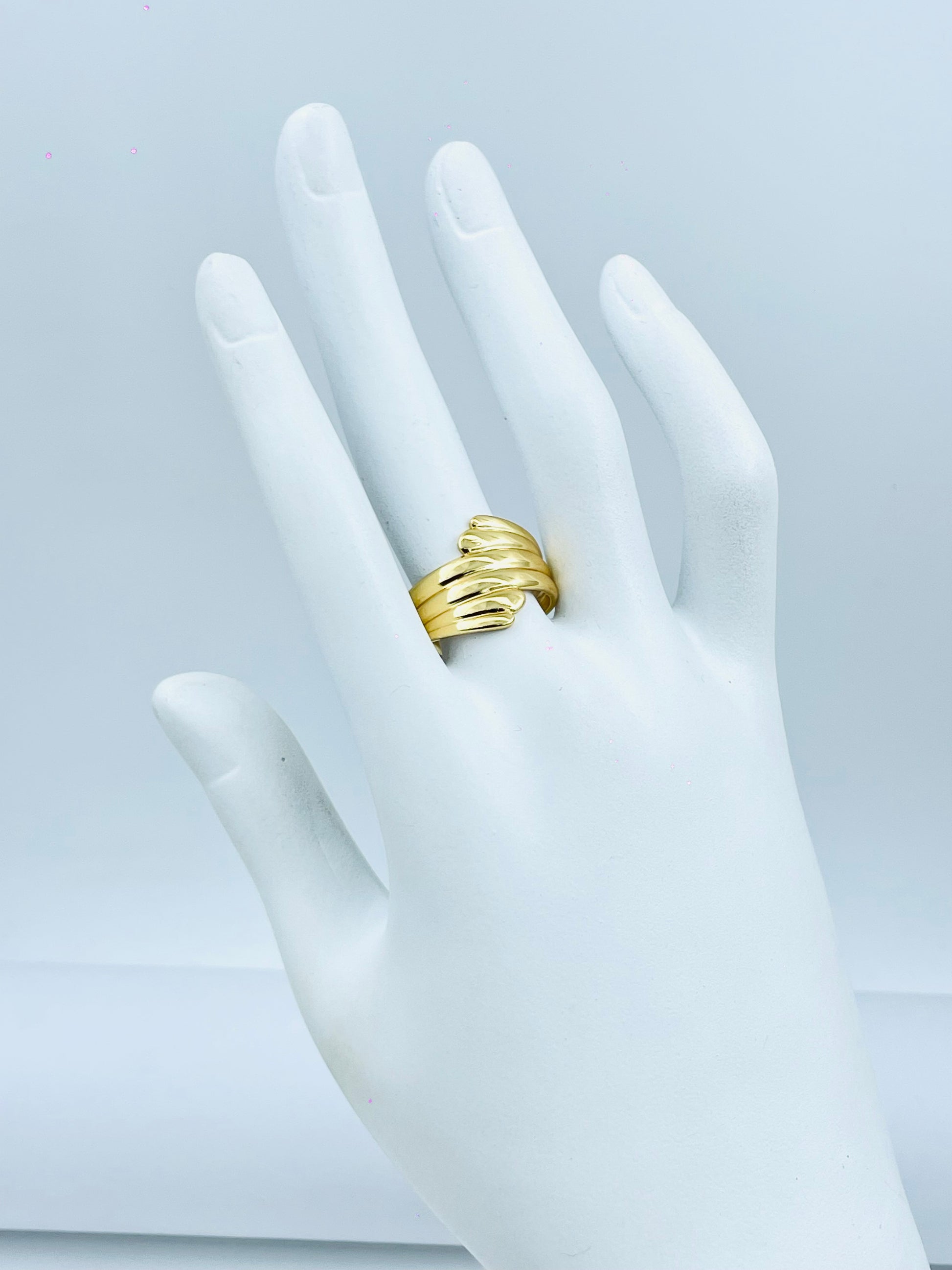 Elegant Gold Plated Dual Leaf Ring