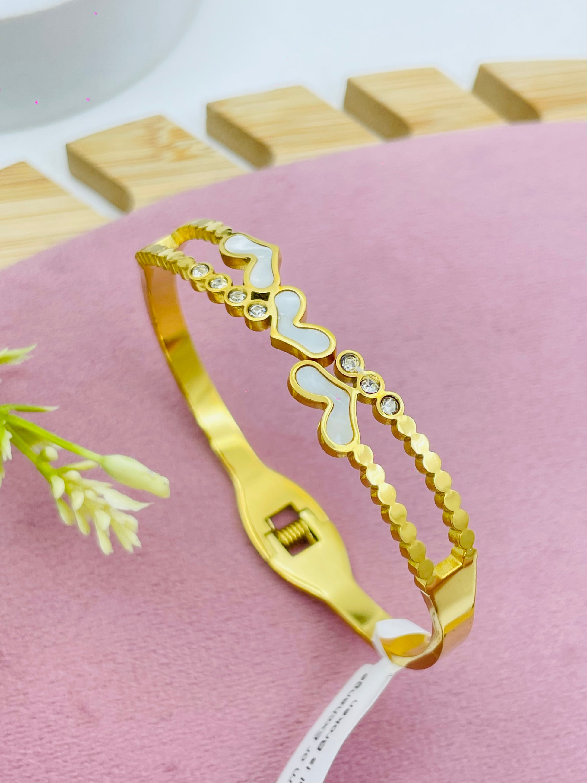 Elegant Gold Butterfly Bracelet with Crystal Accents
