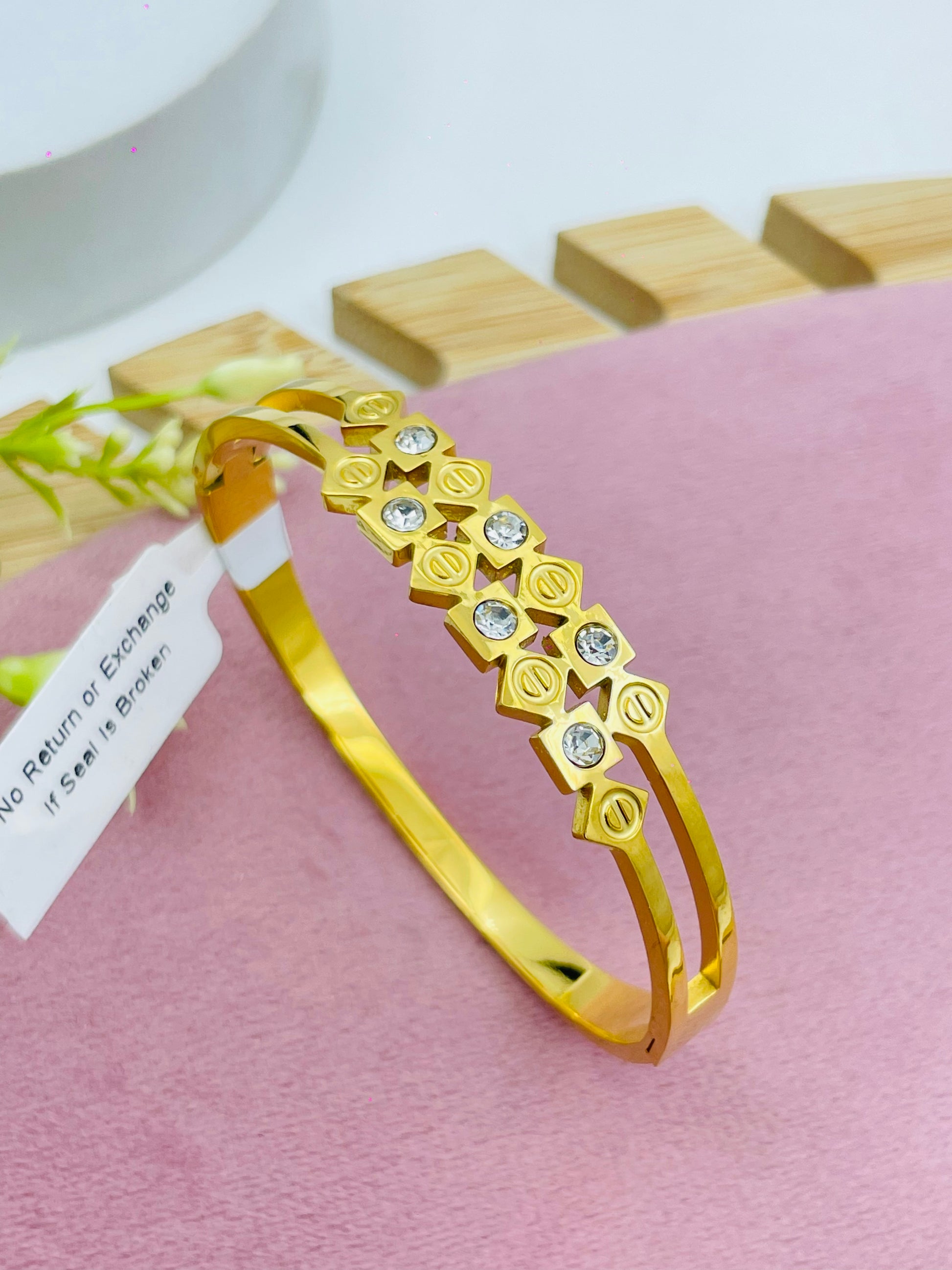 Elegant GoldPlated CZ Stone Bangle for Women