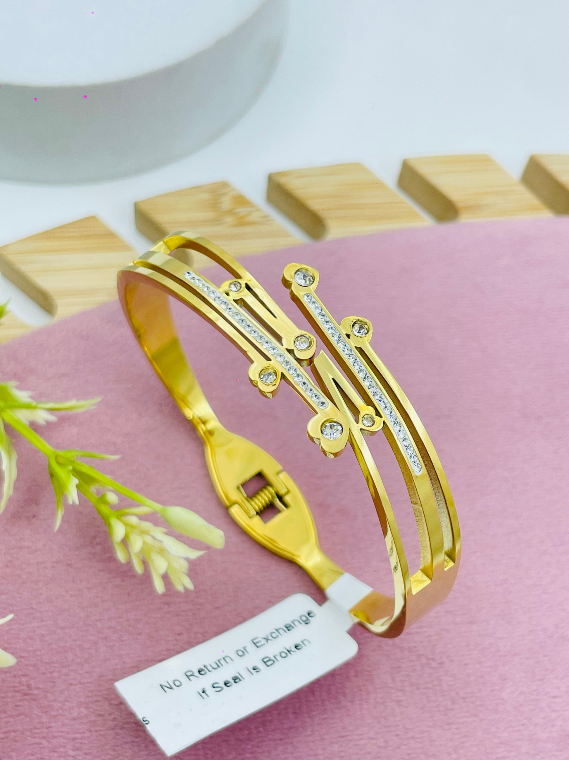 Elegant Gold Plated Bracelet with Diamond Accents
