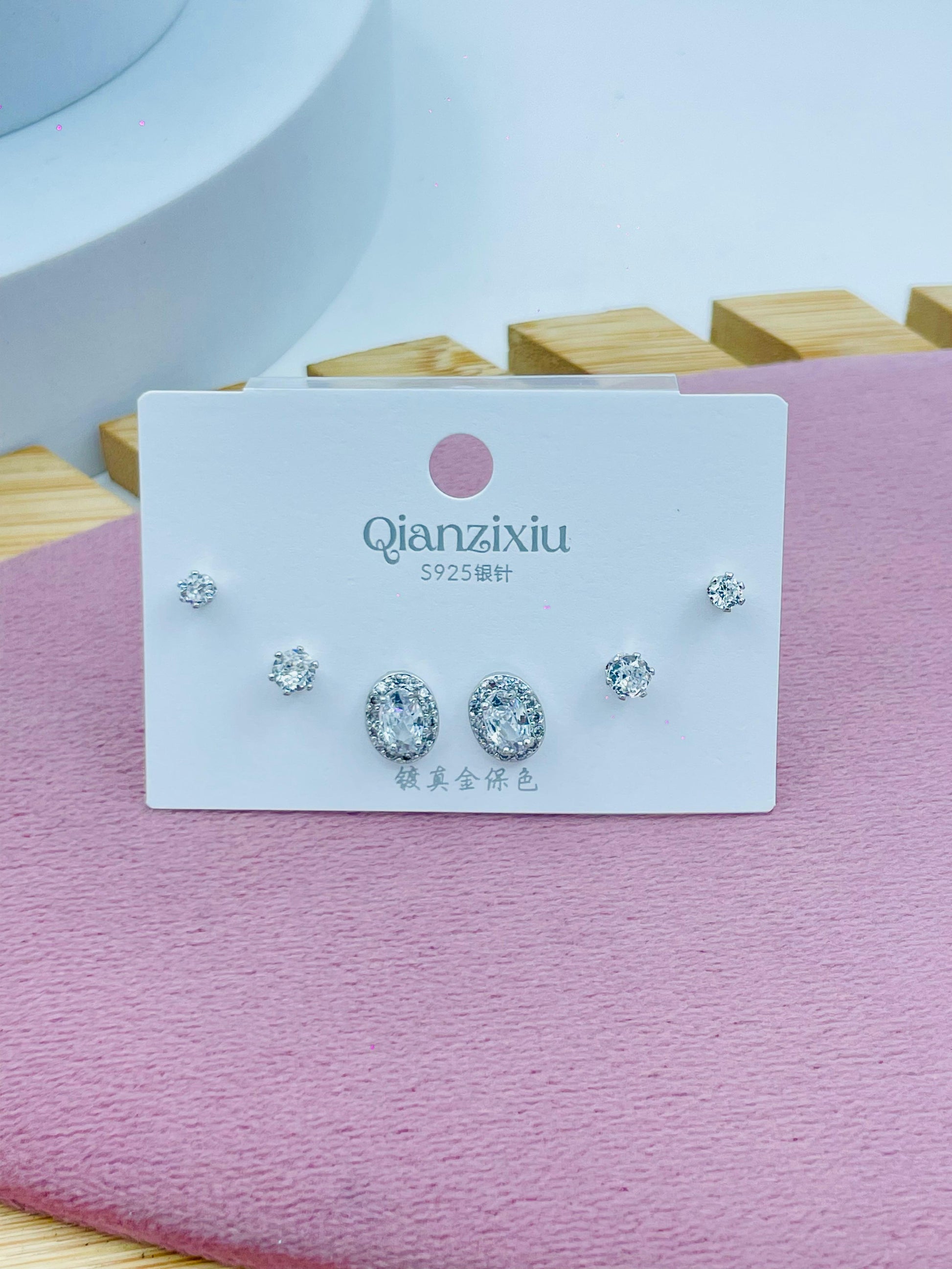 Silver Stud Earrings Set  Elegant Jewelry