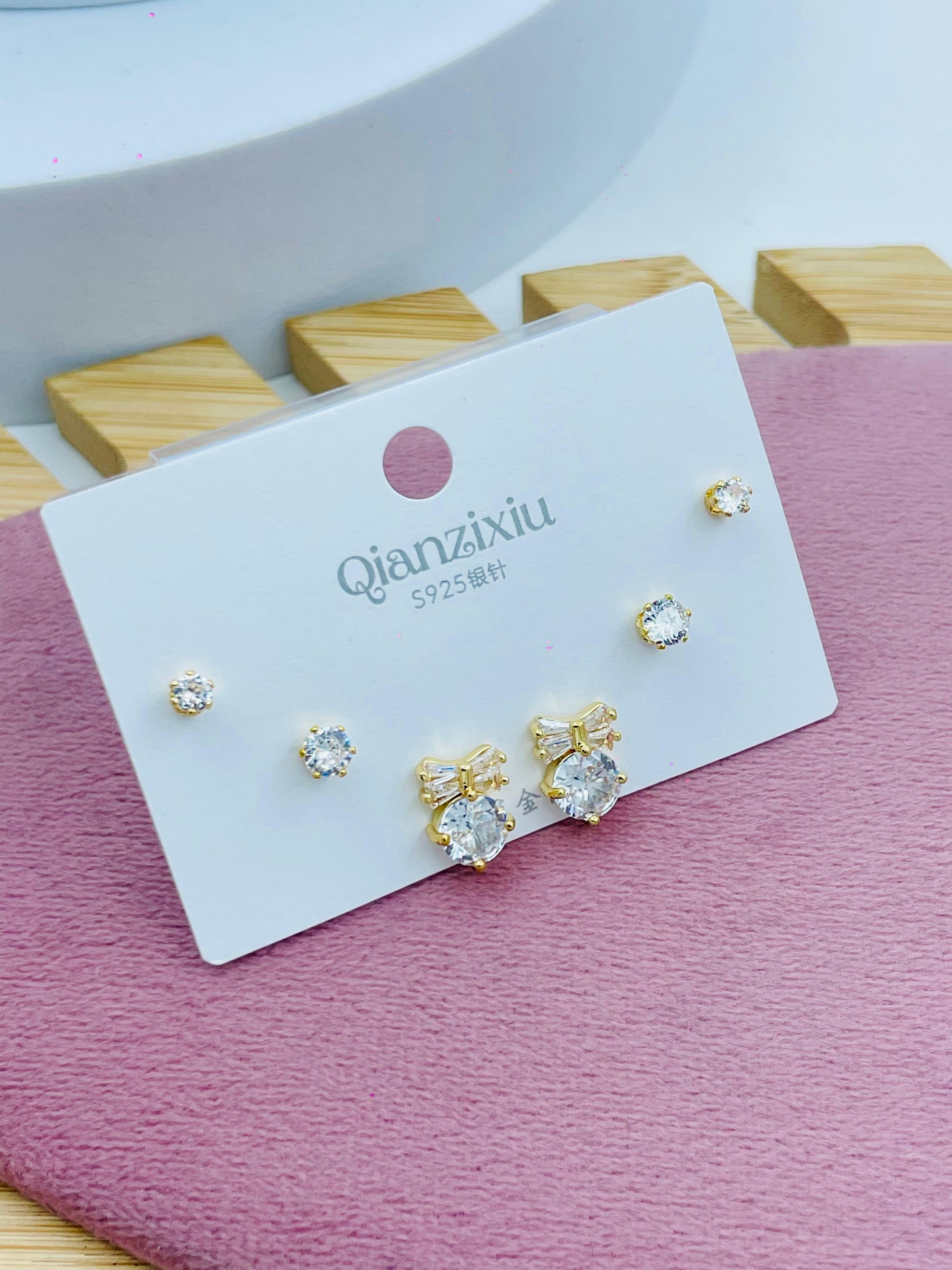 Elegant Diamond Stud Earring Set