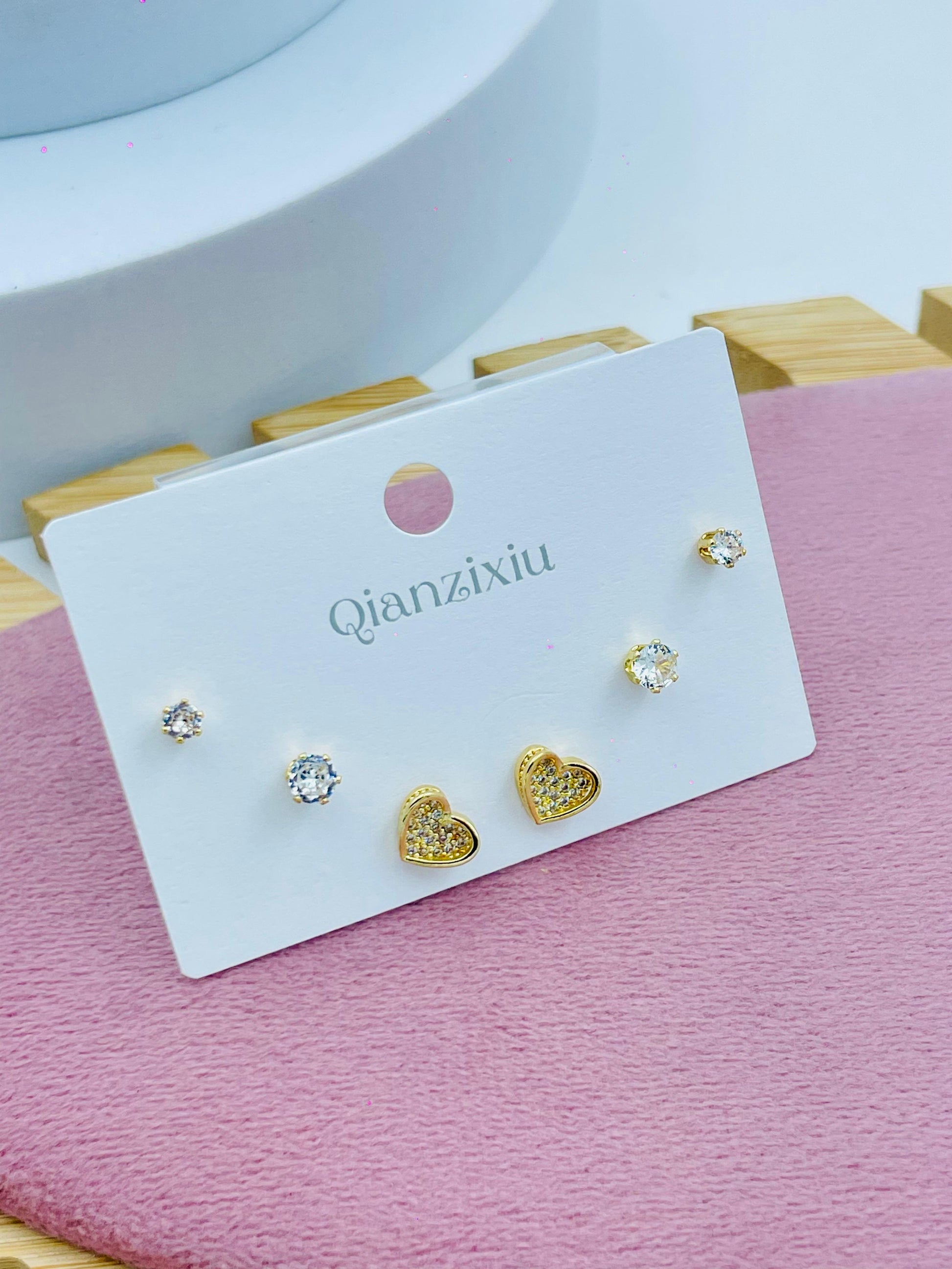 Elegant Gold and Silver Stud Earring Set
