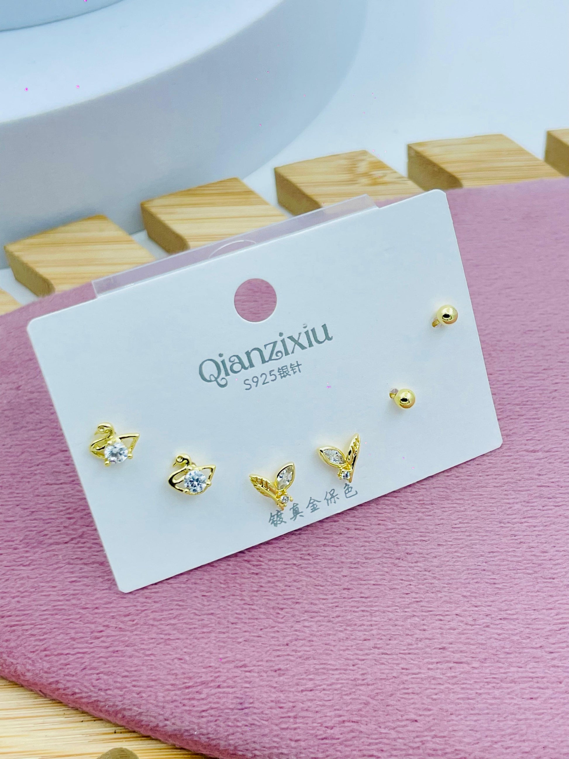 Gold and Silver Earrings Set  Elegant Jewelry
