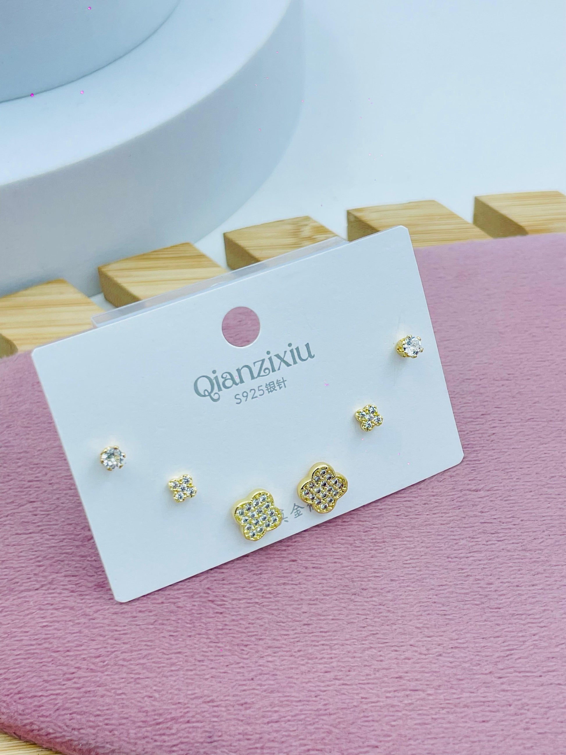 Gold and Silver Stud Earrings Set  Elegant Jewelry