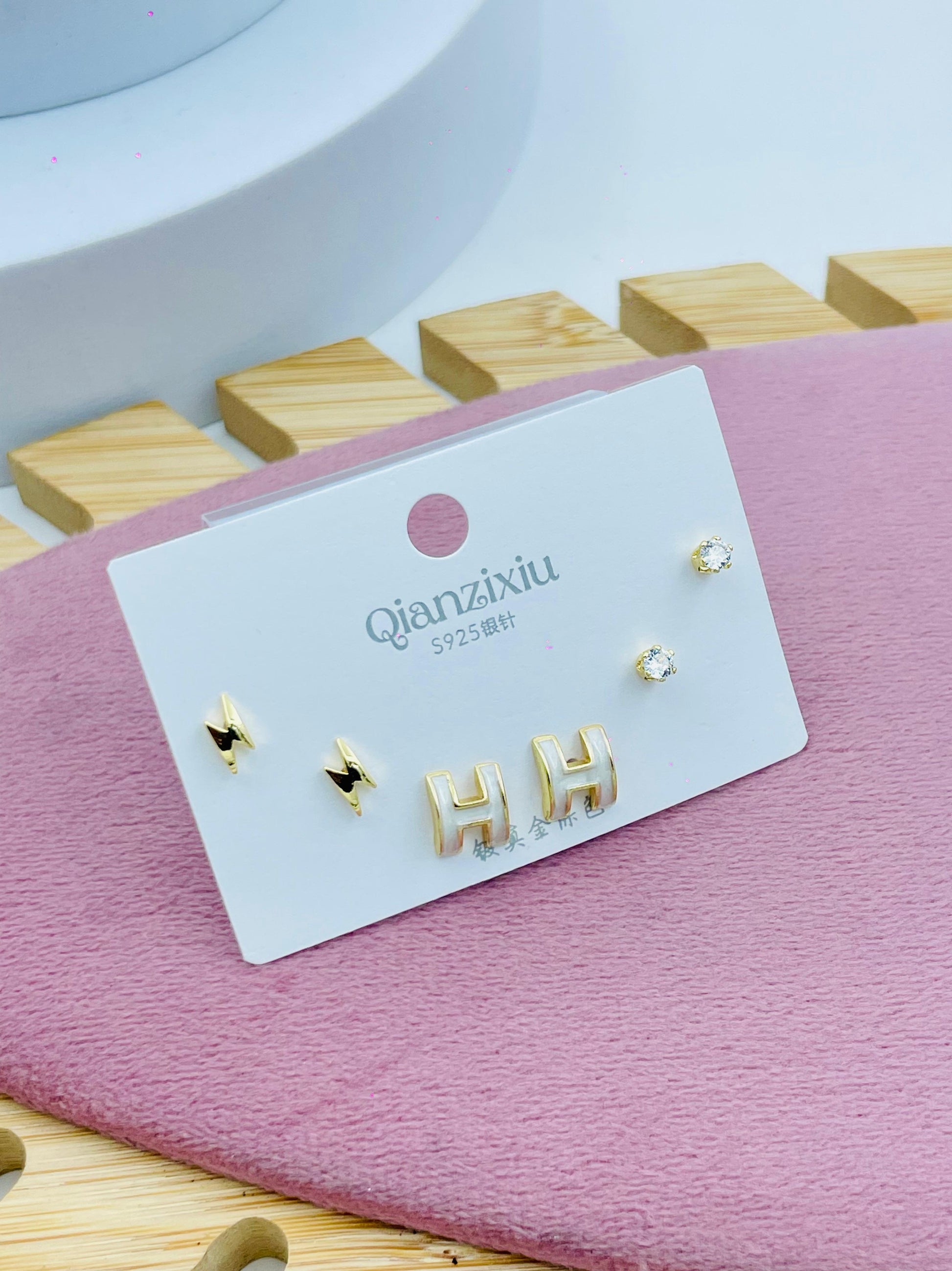 Gold and Silver Stud Earring Set  Elegant Jewelry