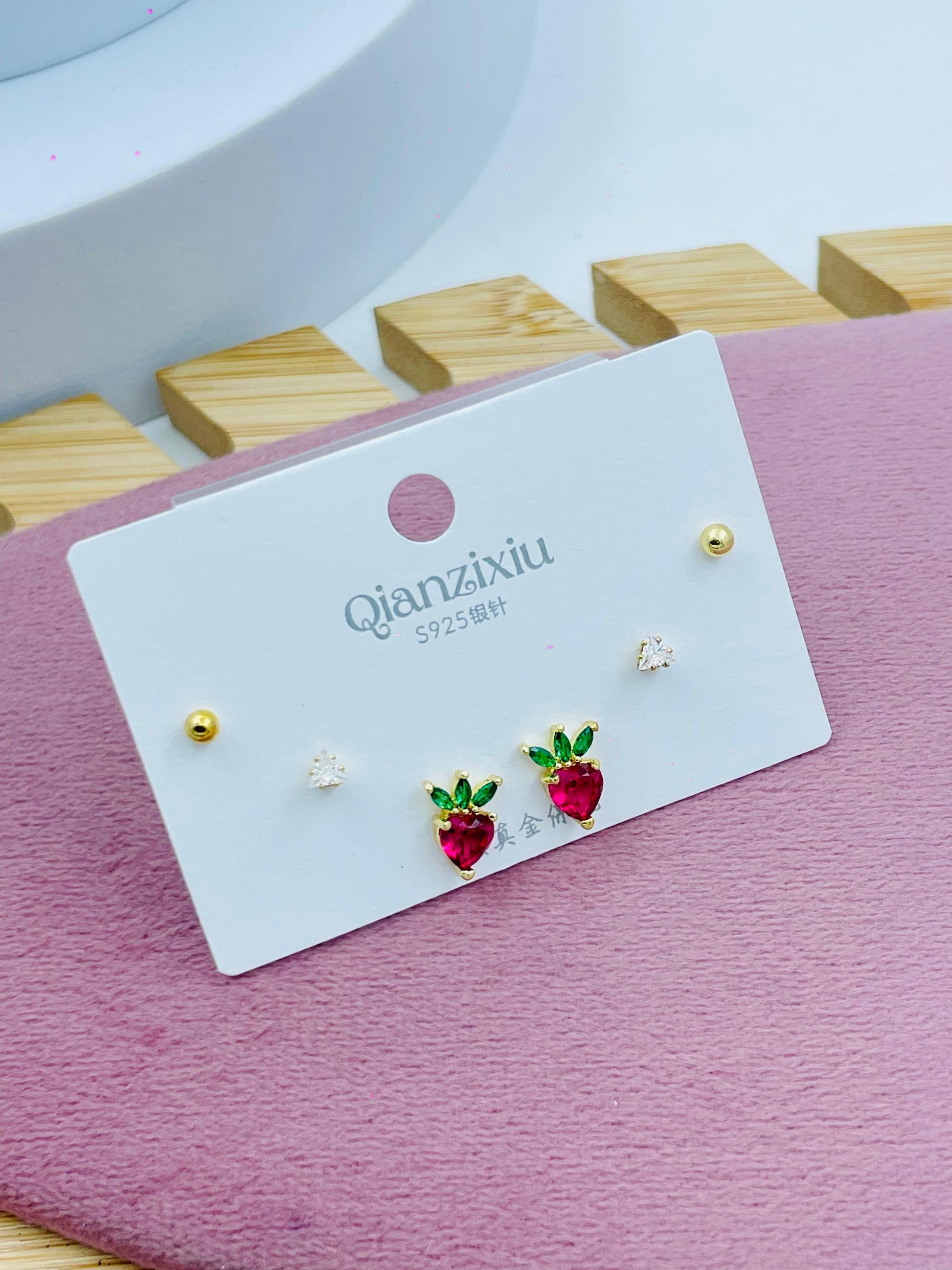 Strawberry Stud Earrings Set