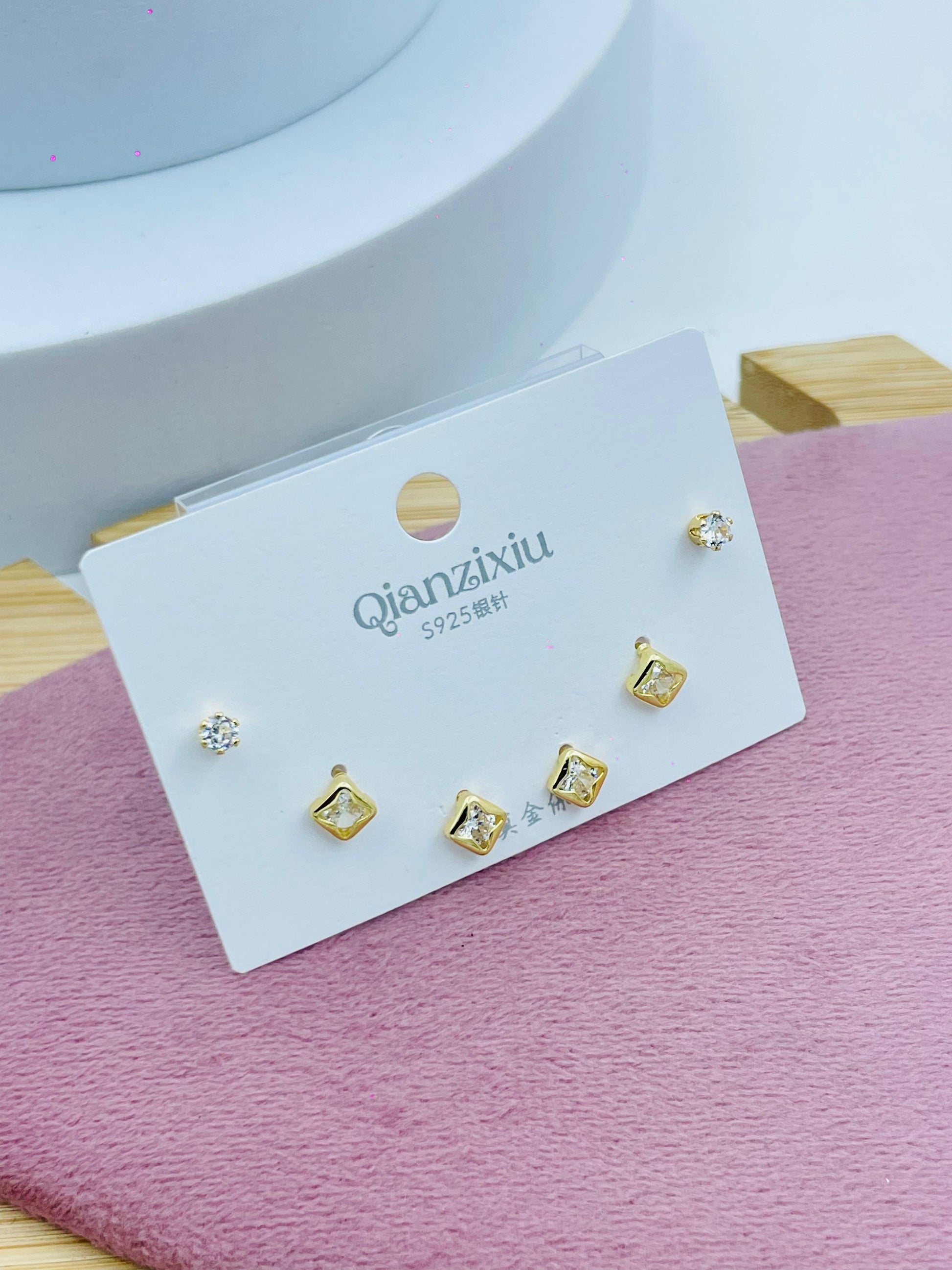 Elegant Gold and Silver Stud Earrings Set