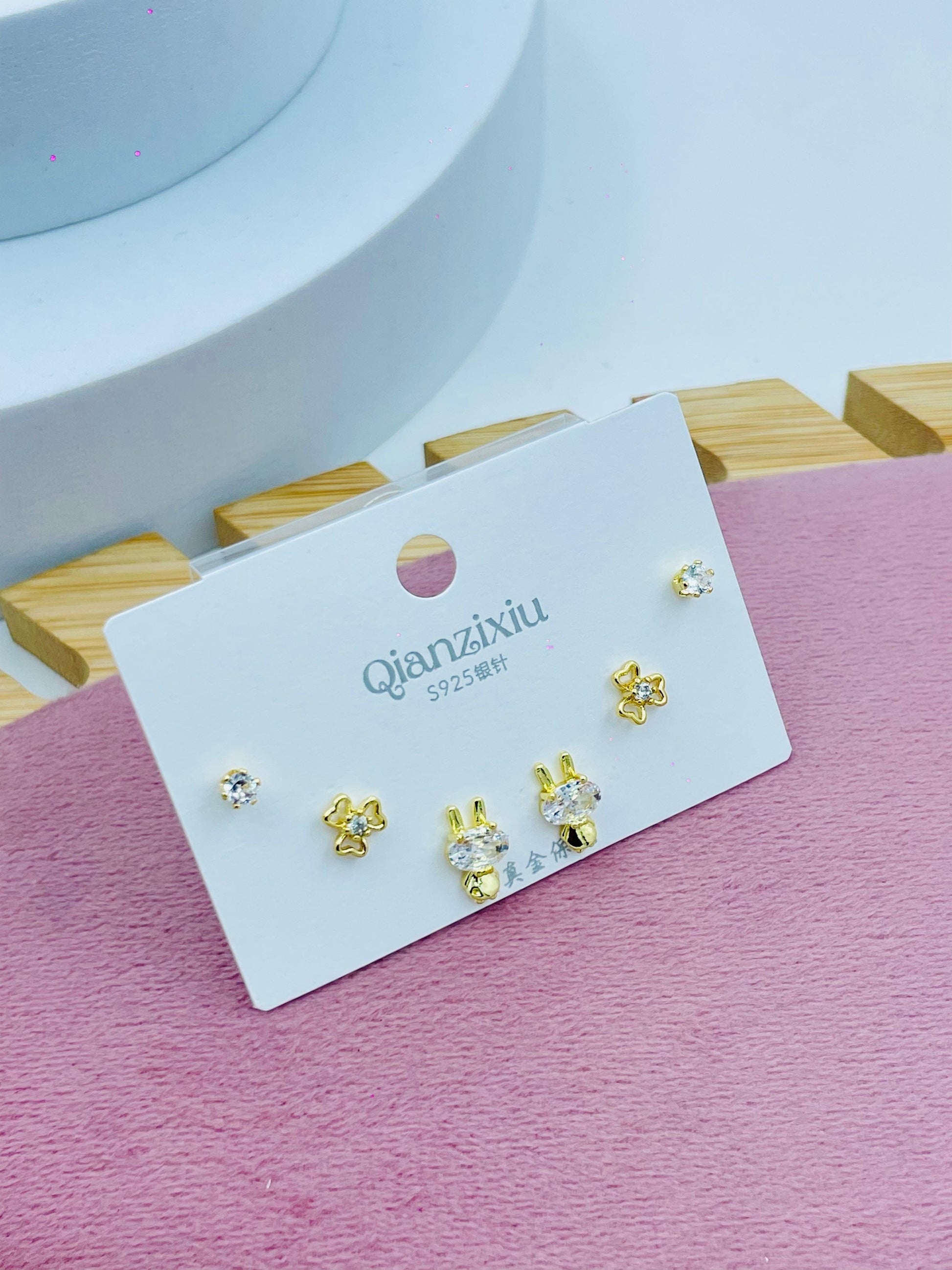 Earring Set  Elegant Gold and Silver Studs