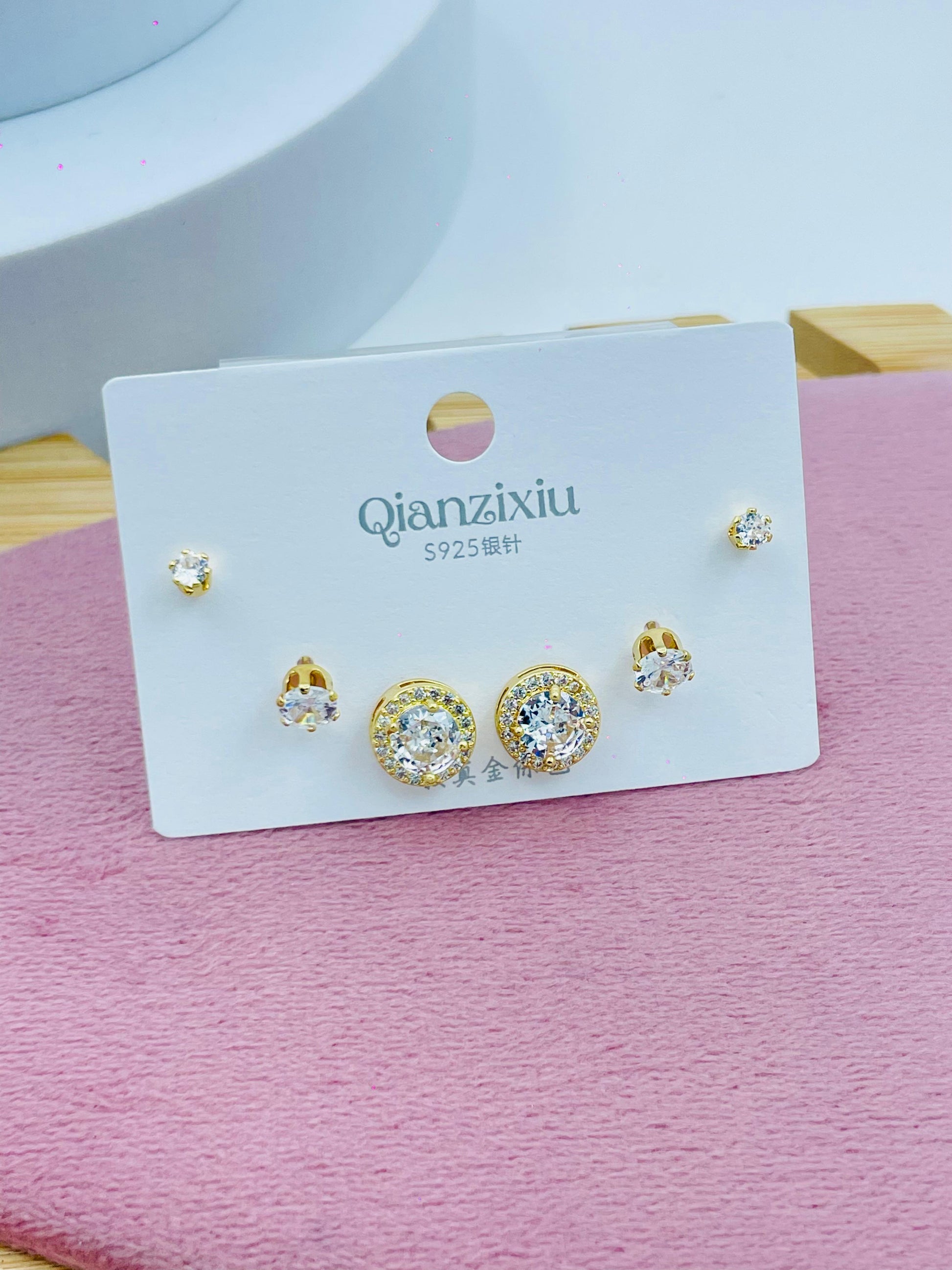Elegant Gold and Silver Stud Earrings Set