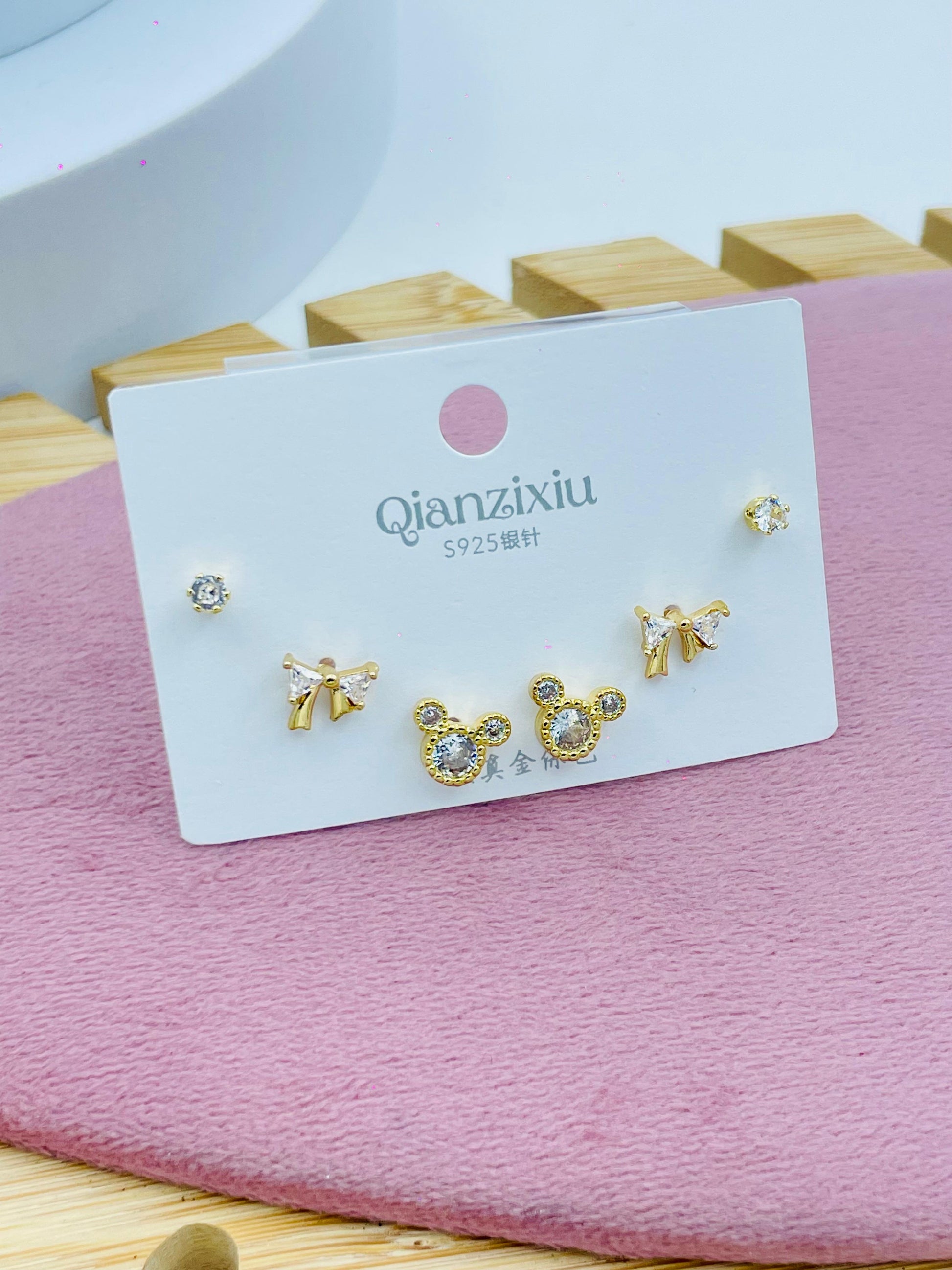 GoldPlated Stud Earrings Set  Elegant Jewelry Collection