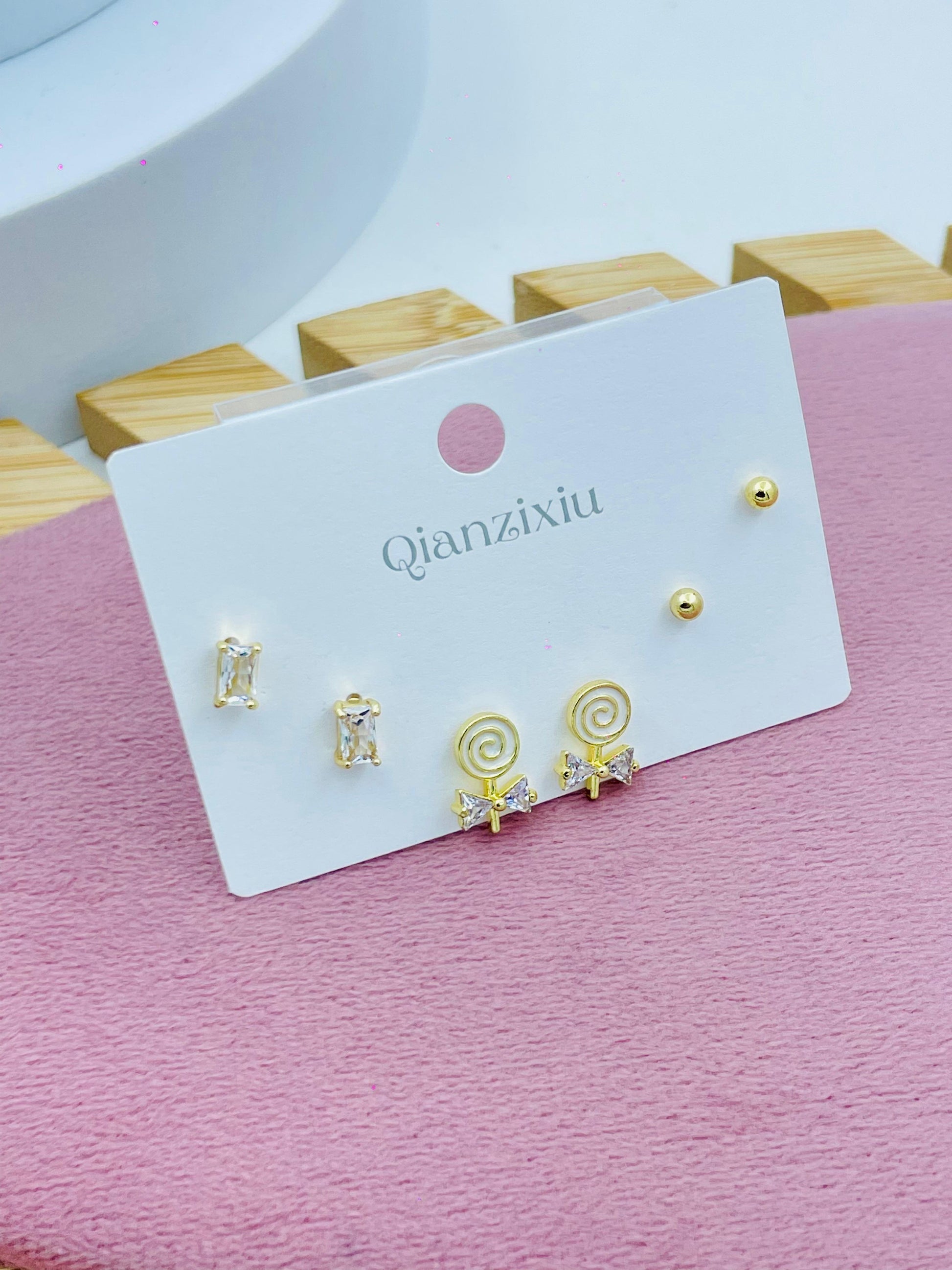 Elegant Gold and Crystal Earring Set