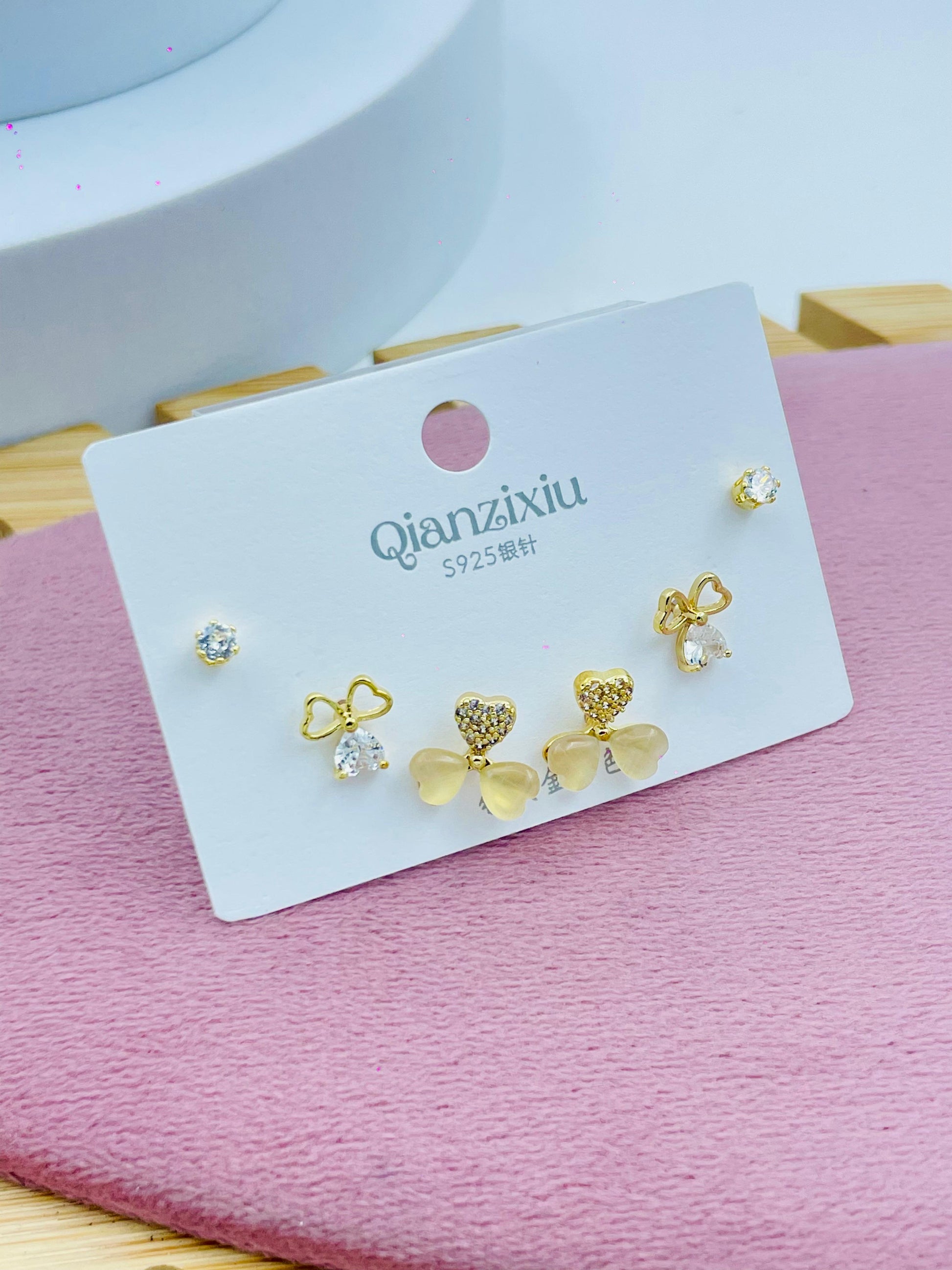 Elegant Gold and Crystal Earring Set