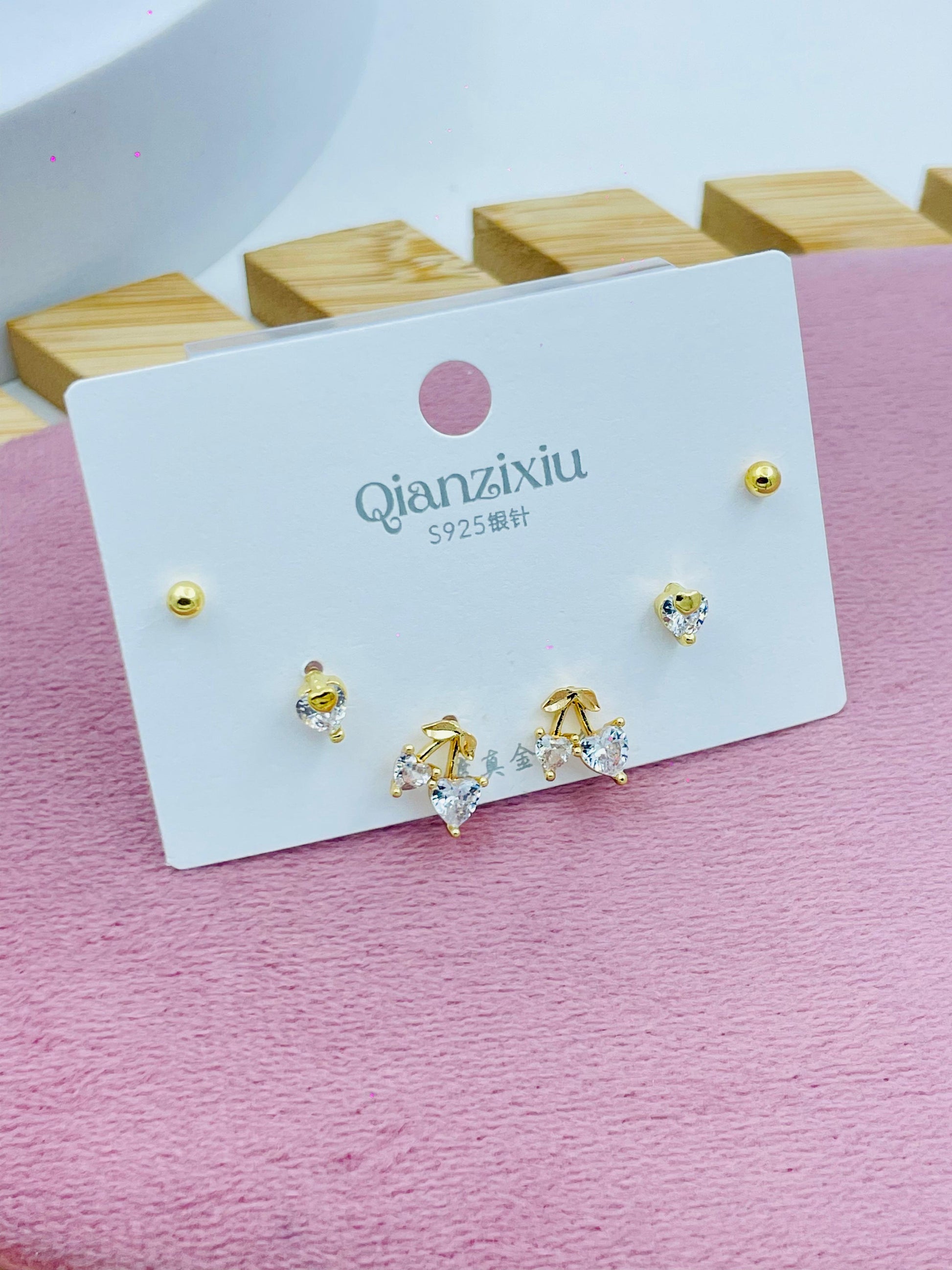 Gold and Silver Stud Earring Set  Elegant Jewelry
