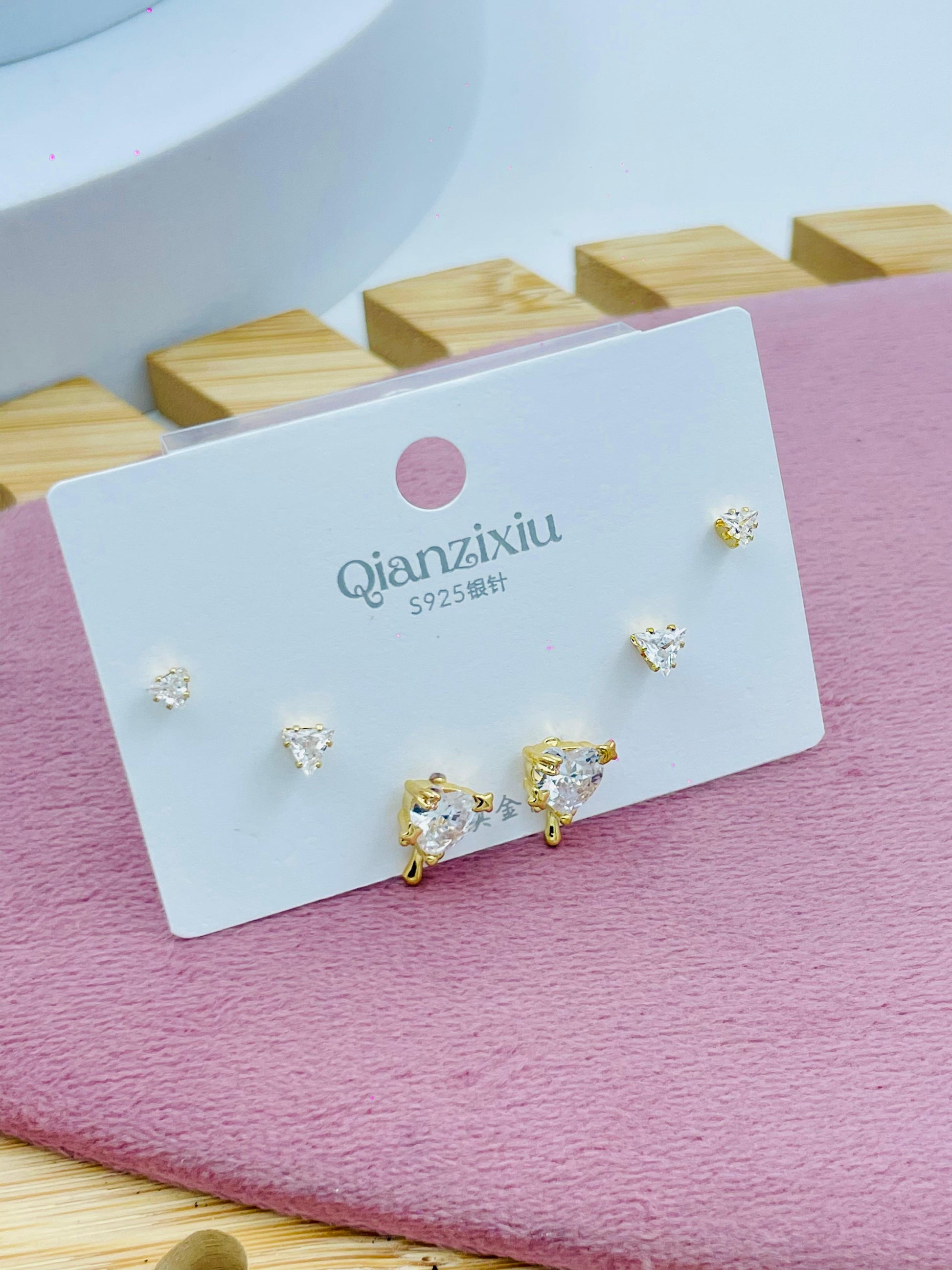 Elegant  Gold and Silver Stud Earring Set
