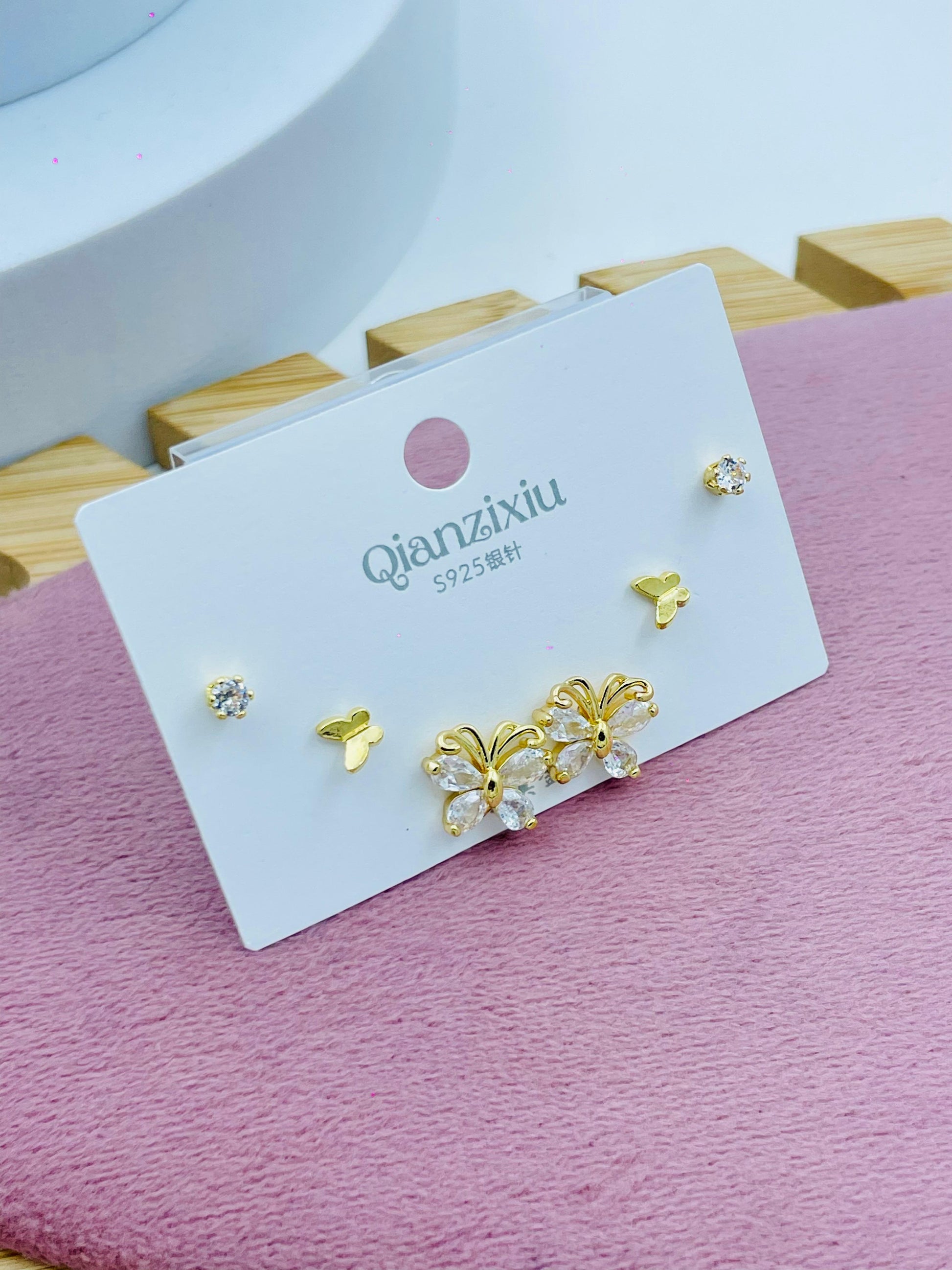 Elegant Gold and Crystal Earring Set