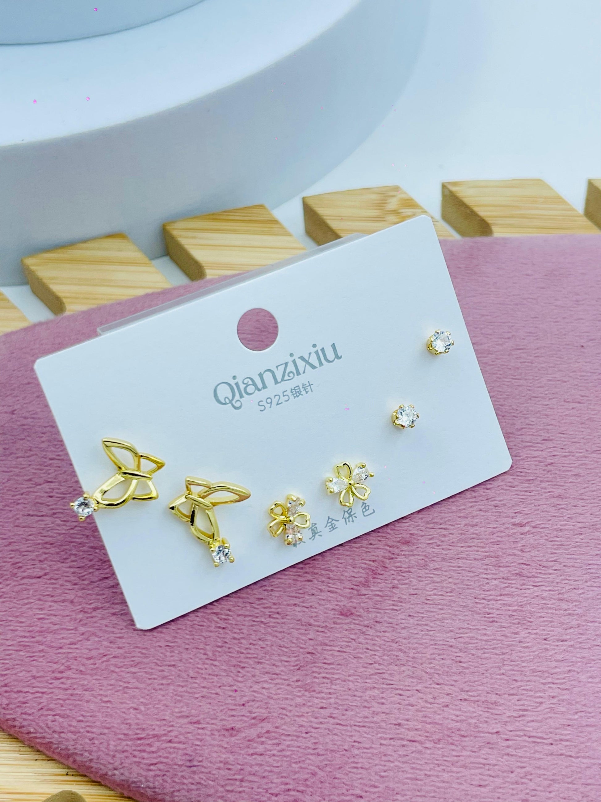 Elegant Gold and Silver Stud Earring Set