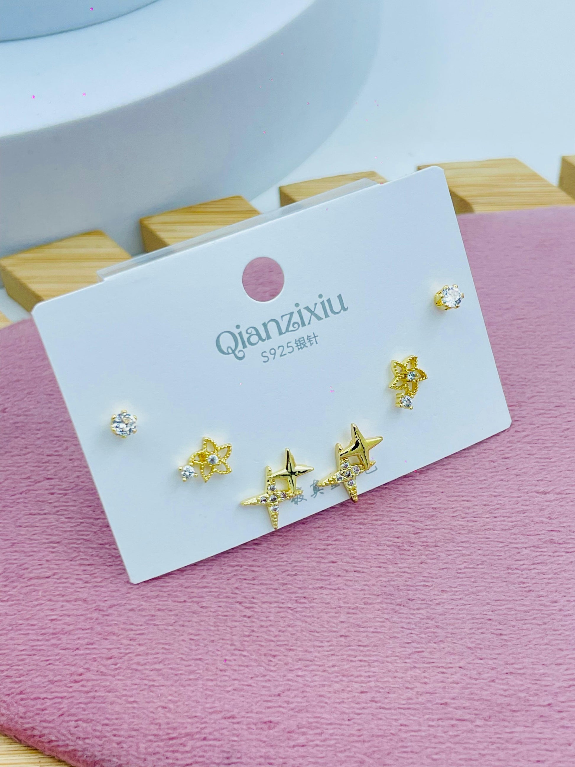 Star and Crystal Earring Set  Elegant Jewelry
