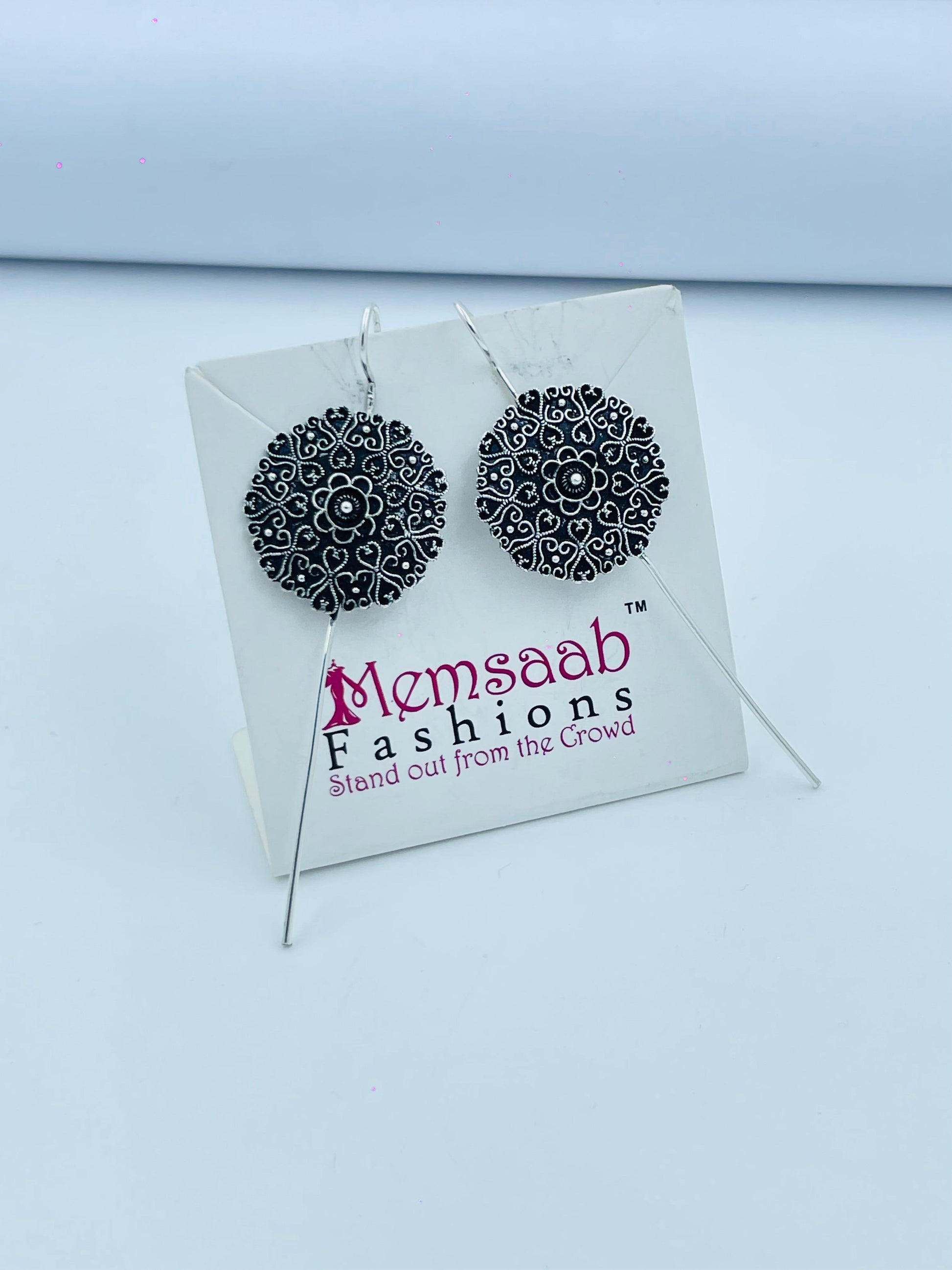 Elegant Oxidized Round Earrings – Memsaab Fashions
