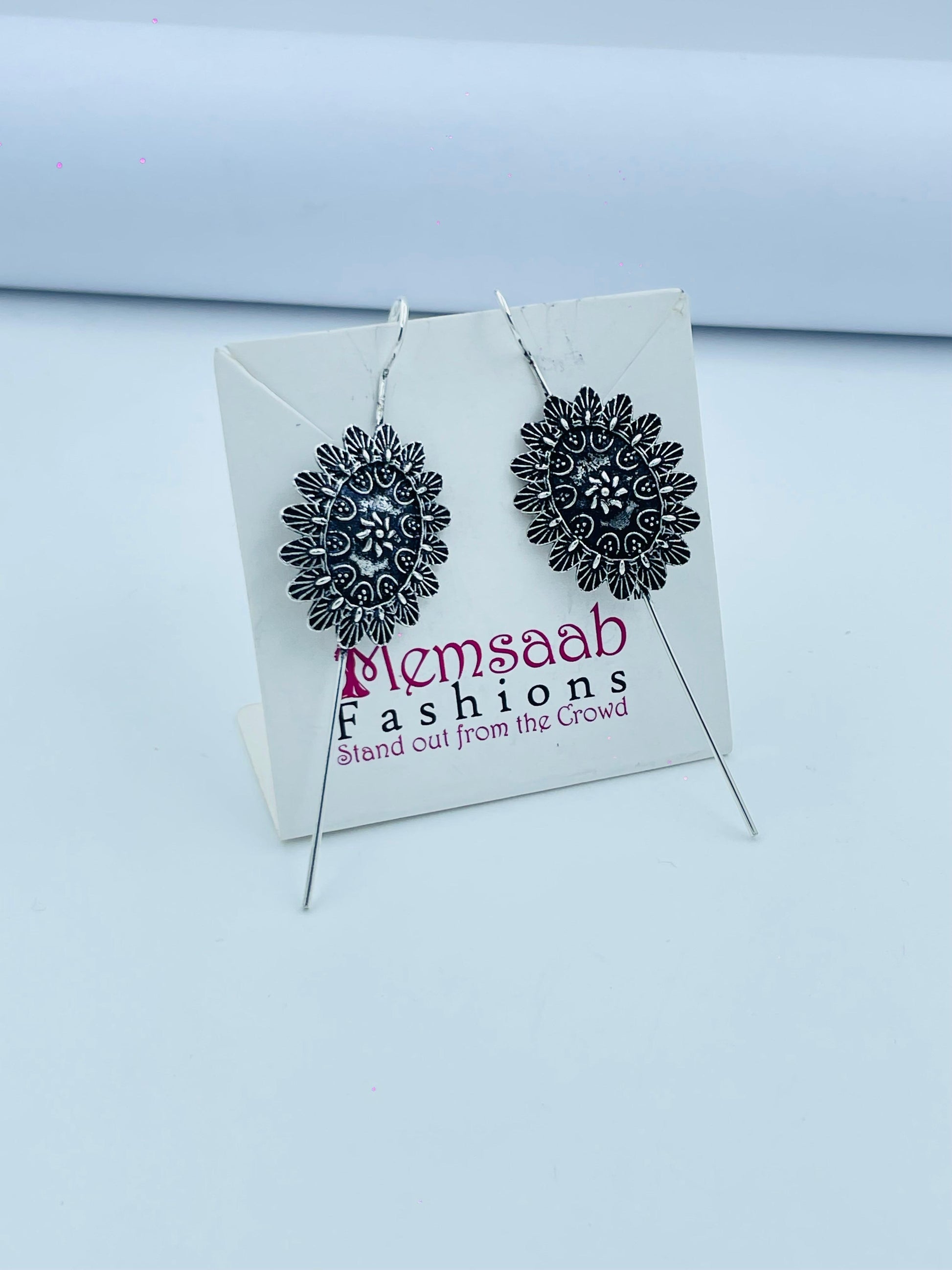 Oxidized Silver Floral Earrings - Memsaab Fashions | Stand Out in Style