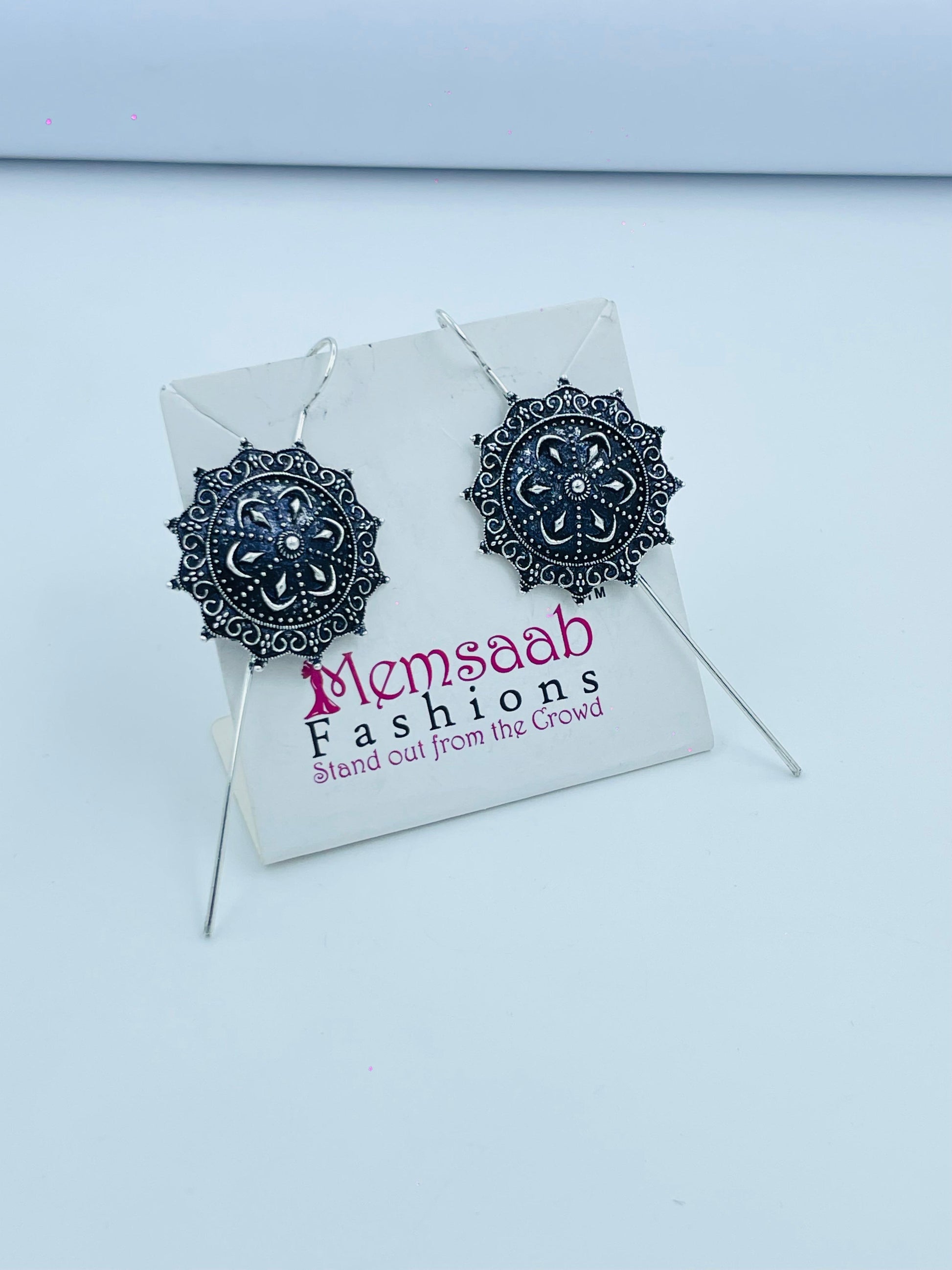 Oxidized Antique Floral Earrings Handcrafted Ethnic Design