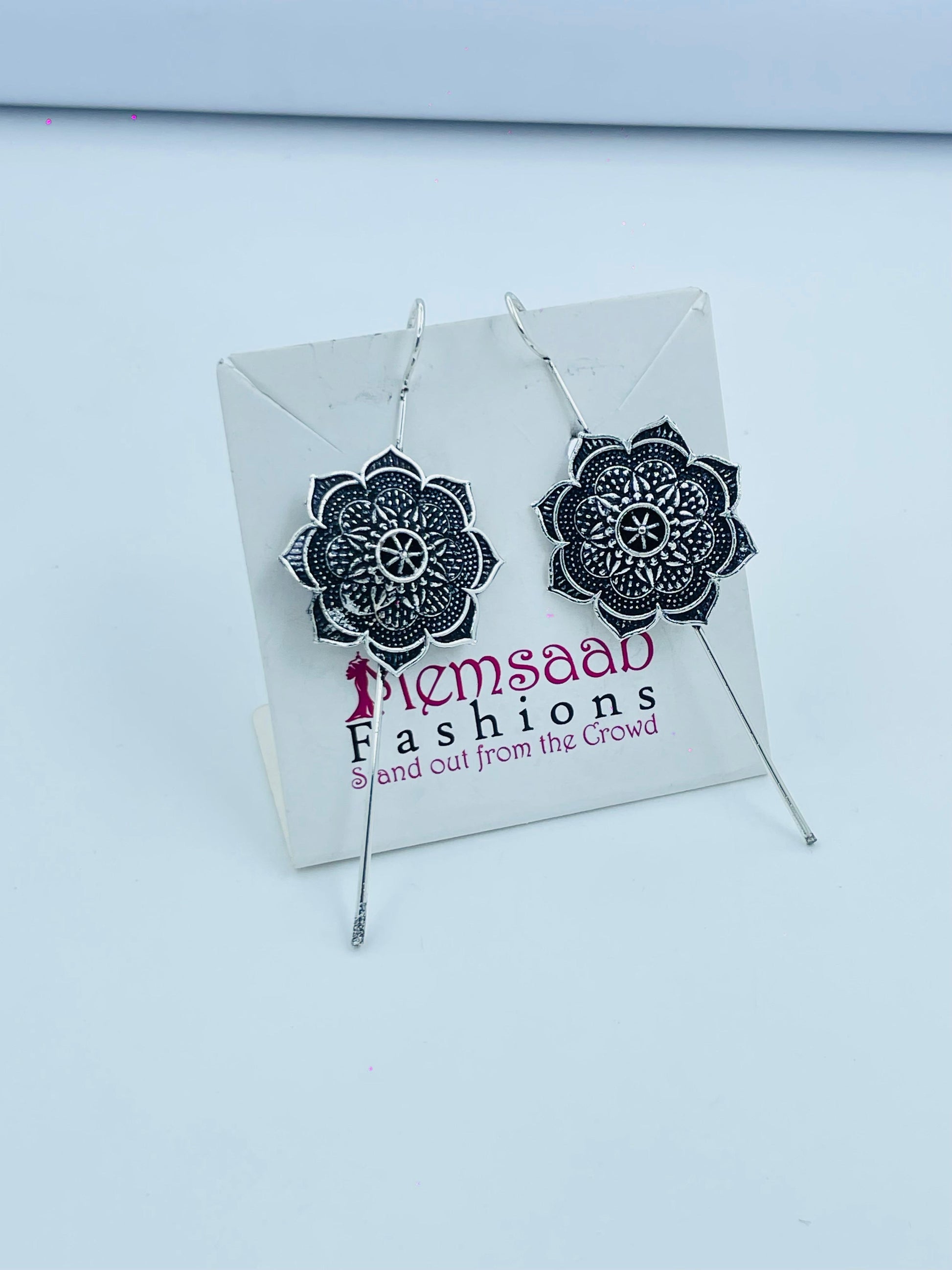 Oxidized Layered Floral Earrings | Boho Ethnic Jewelry