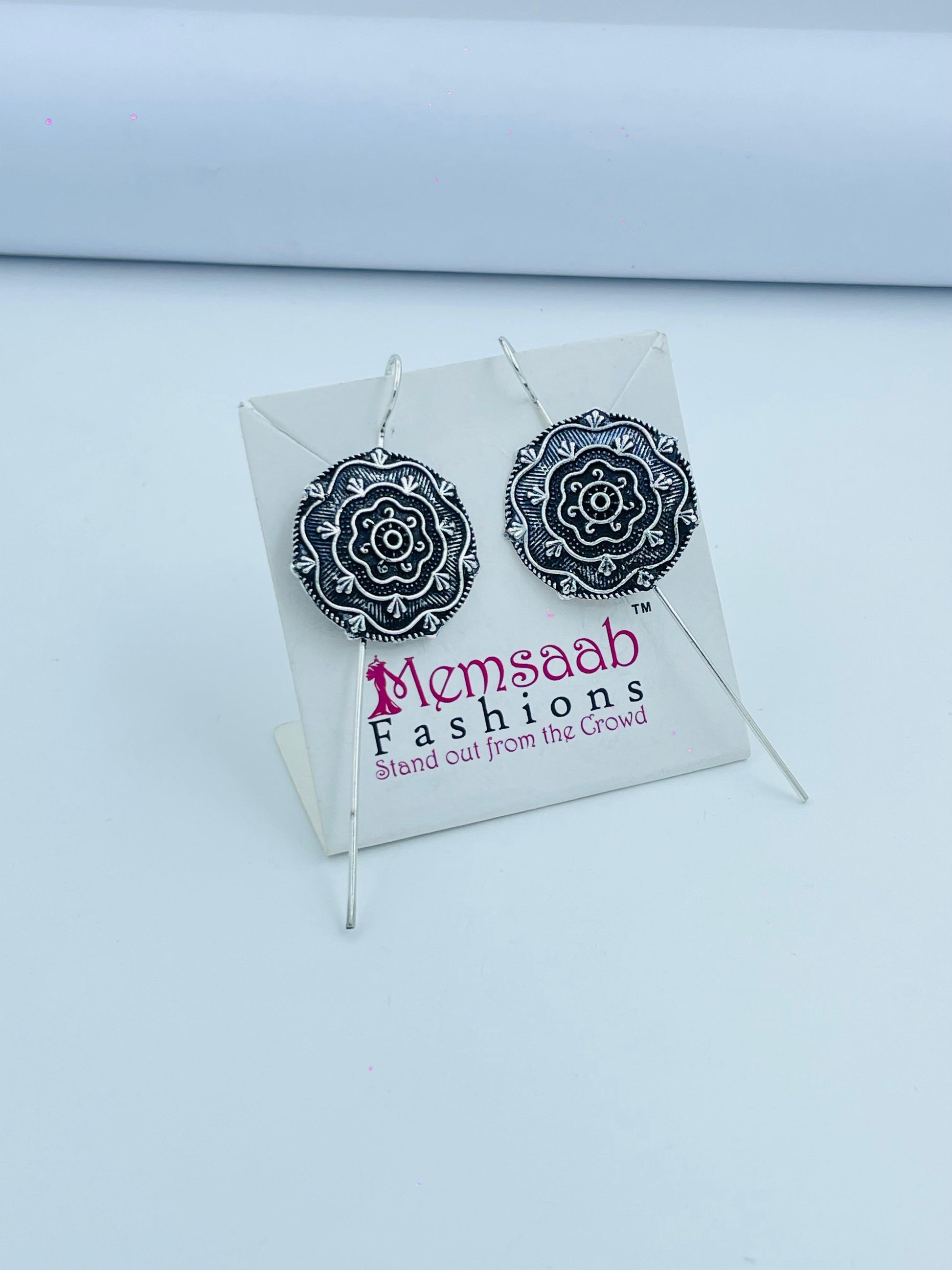 Boho Black Oxidized Round Earrings