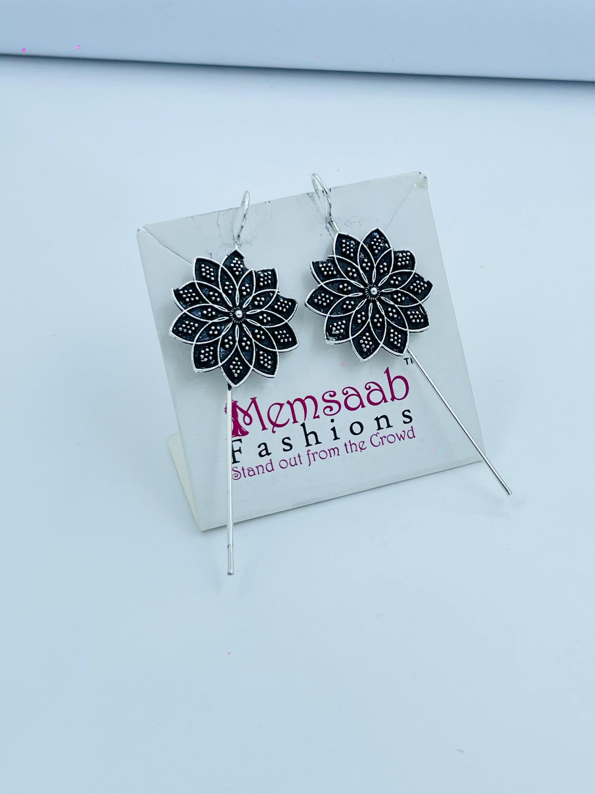 Floral Oxidized Statement Earrings