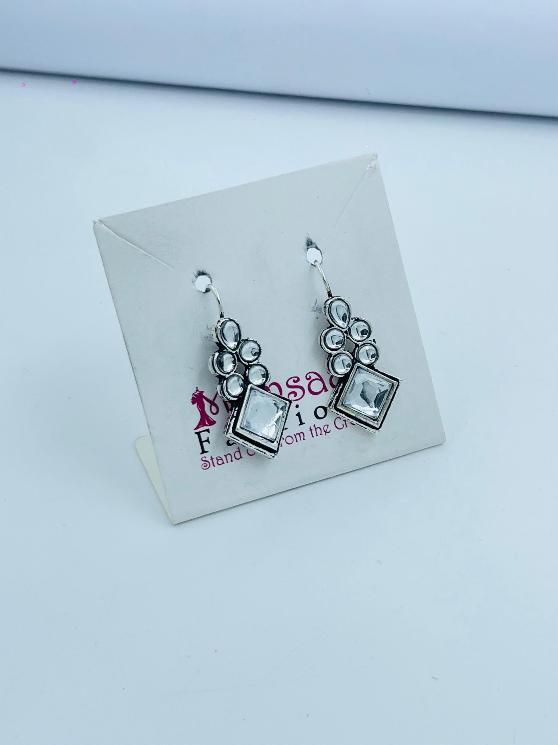 Elegant Silver-Toned Dangle Earrings with Mirror Finish – Ethnic Style