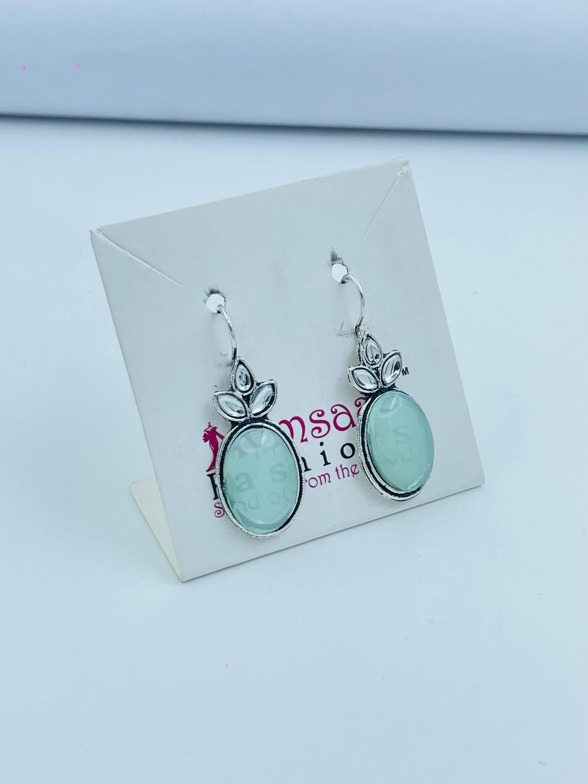 Soft Mint Oval Drop Earrings | Delicate Pastel Tones