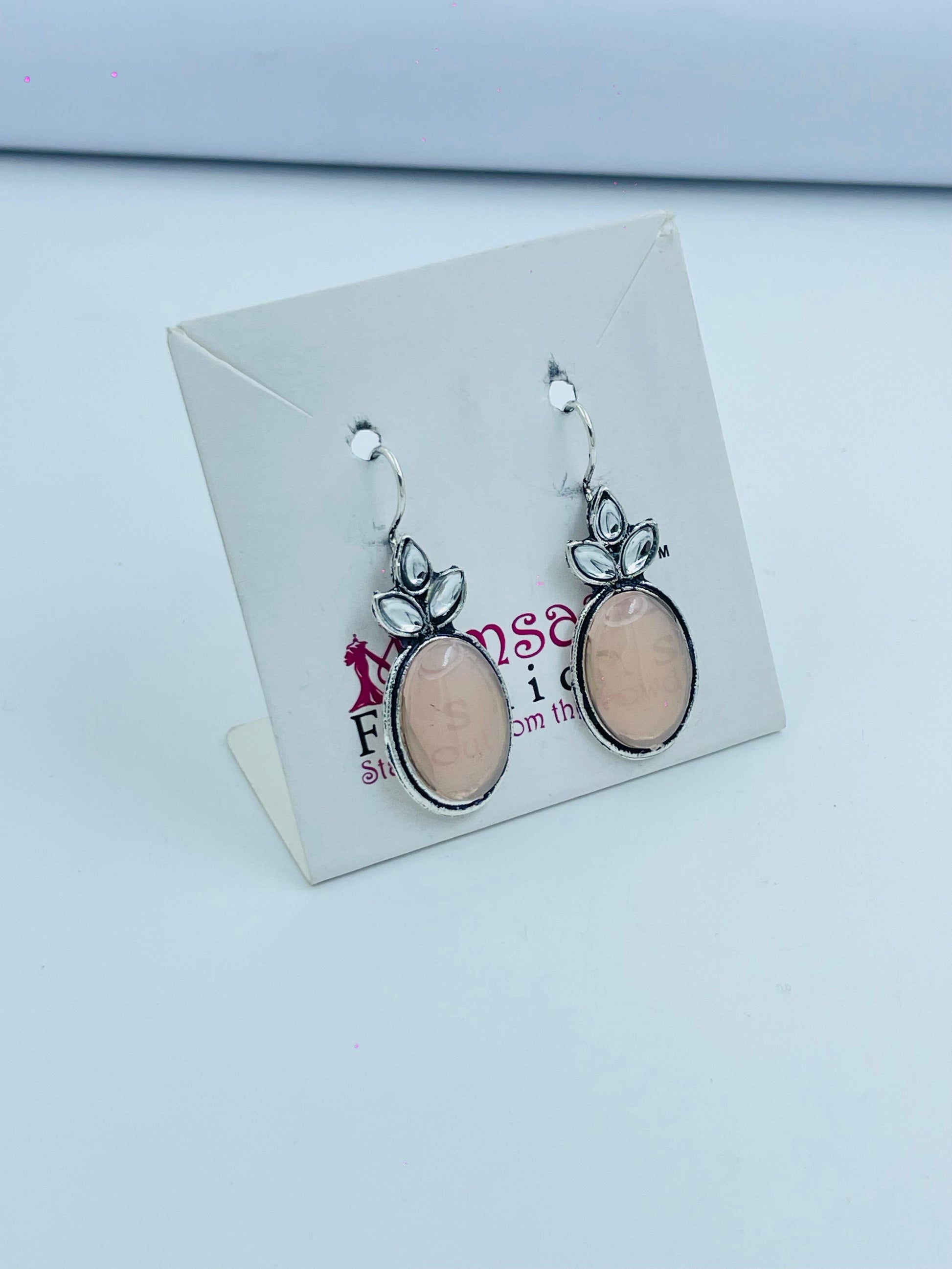 Elegant Oval Peach Stone Earrings | Classic Dangle Jewelry