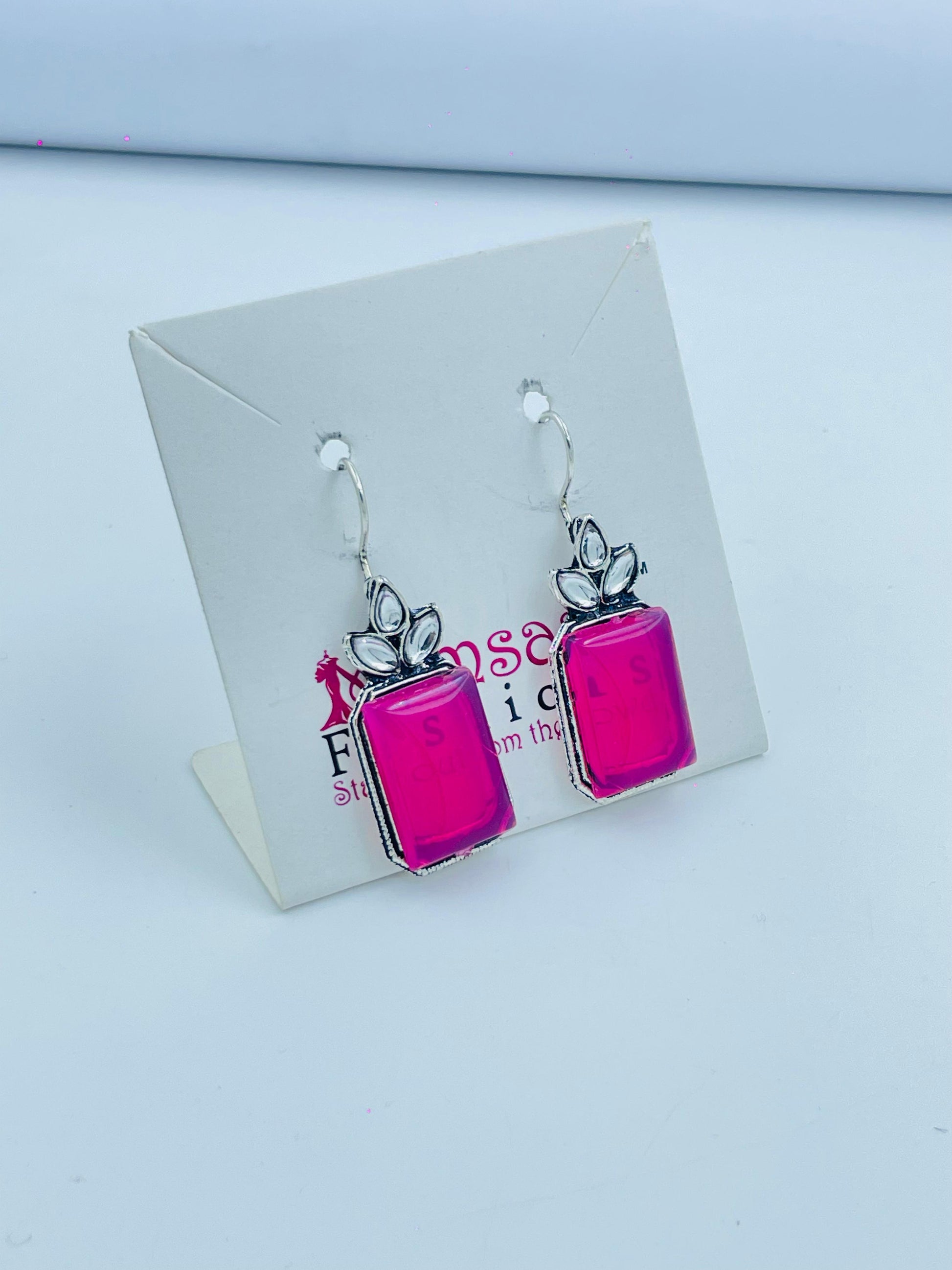 Elegant Pink Scent Bottle Earrings - Trendy and Stylish Jewelry