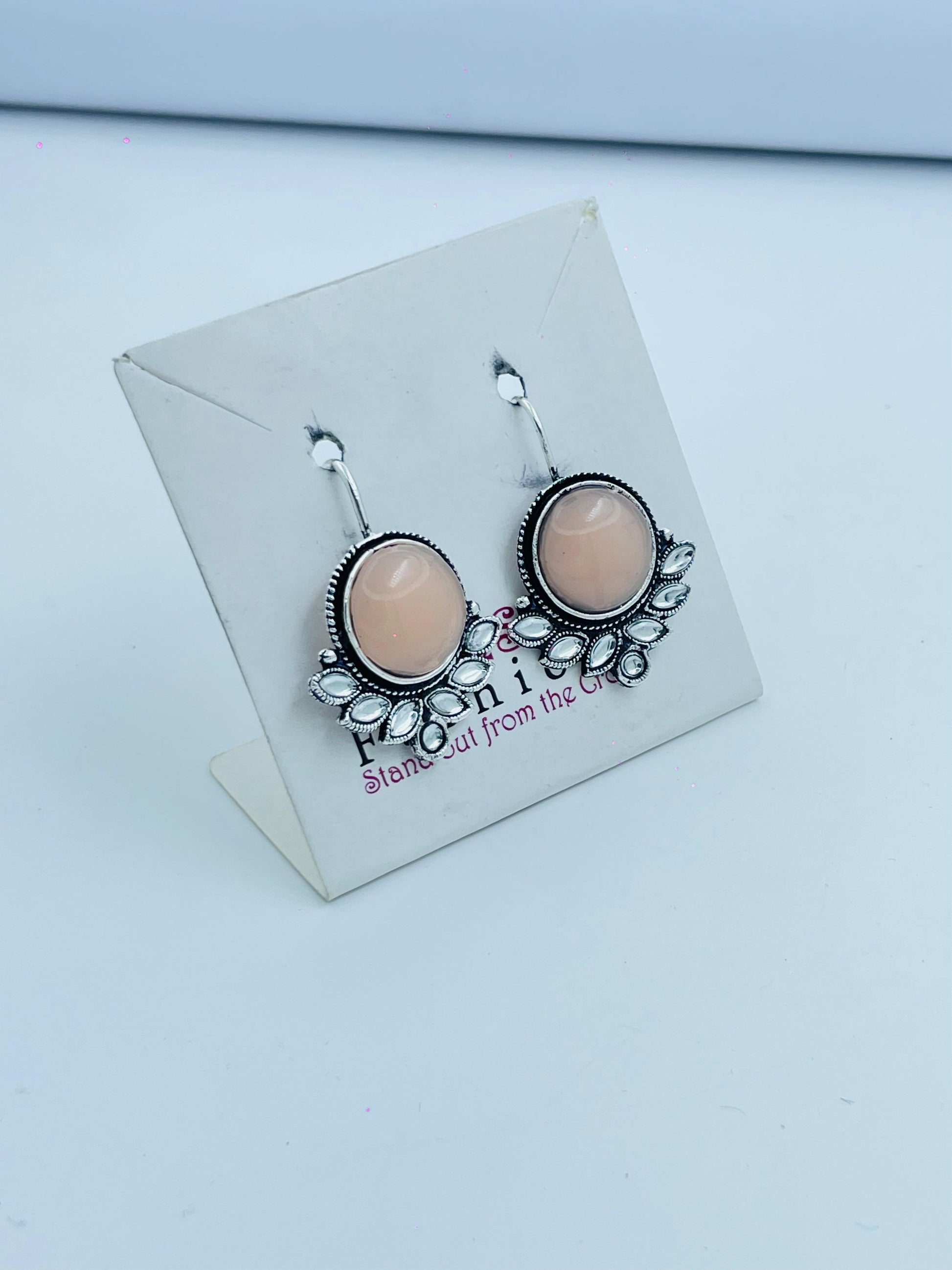 Delicate Pink Dangle Earrings with Silver Detailing