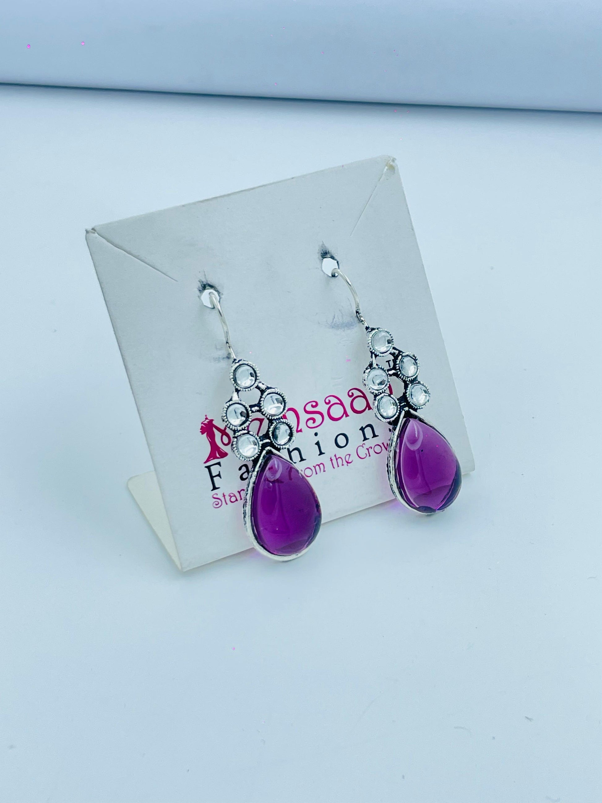 Sleek Black Teardrop Earrings with Silver Accents