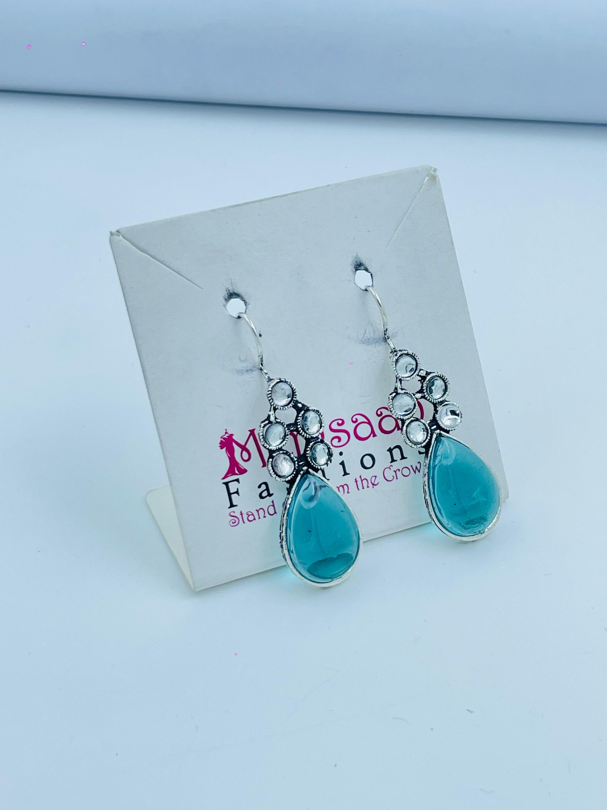 Charming Turquoise Teardrop Earrings with Silver Detailing