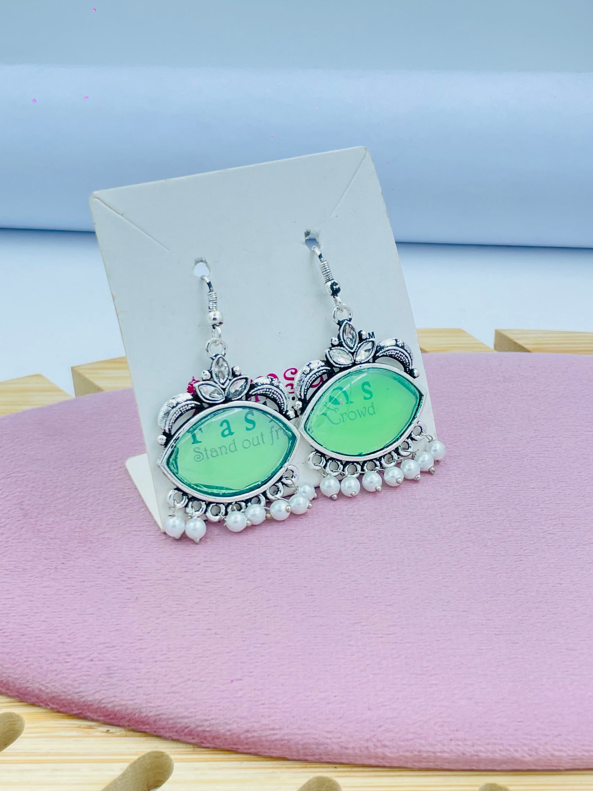 Elegant Silver Pearl Dangling Earrings