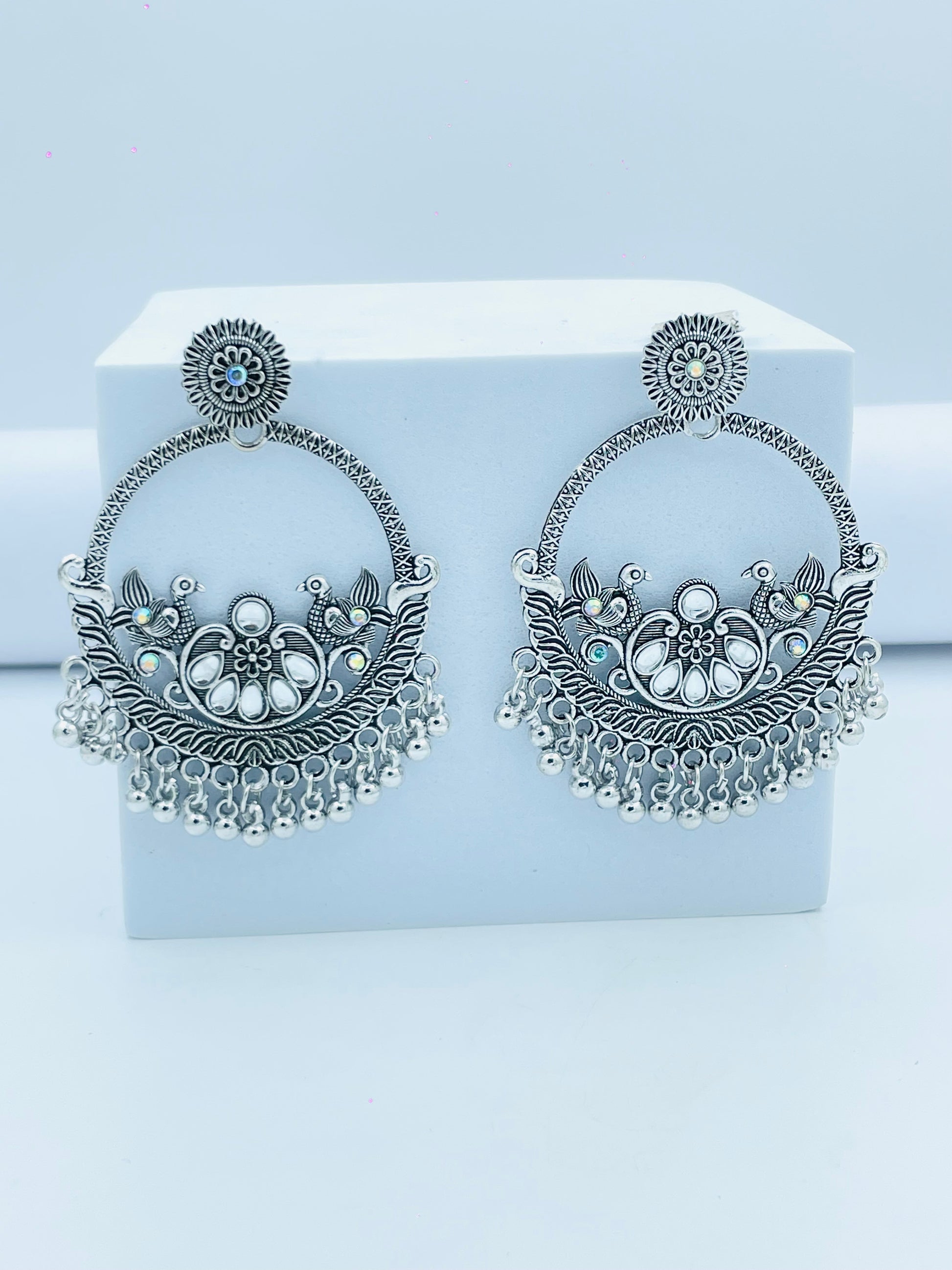Elegant Silver Tribal Danglers  Ethnic Earrings