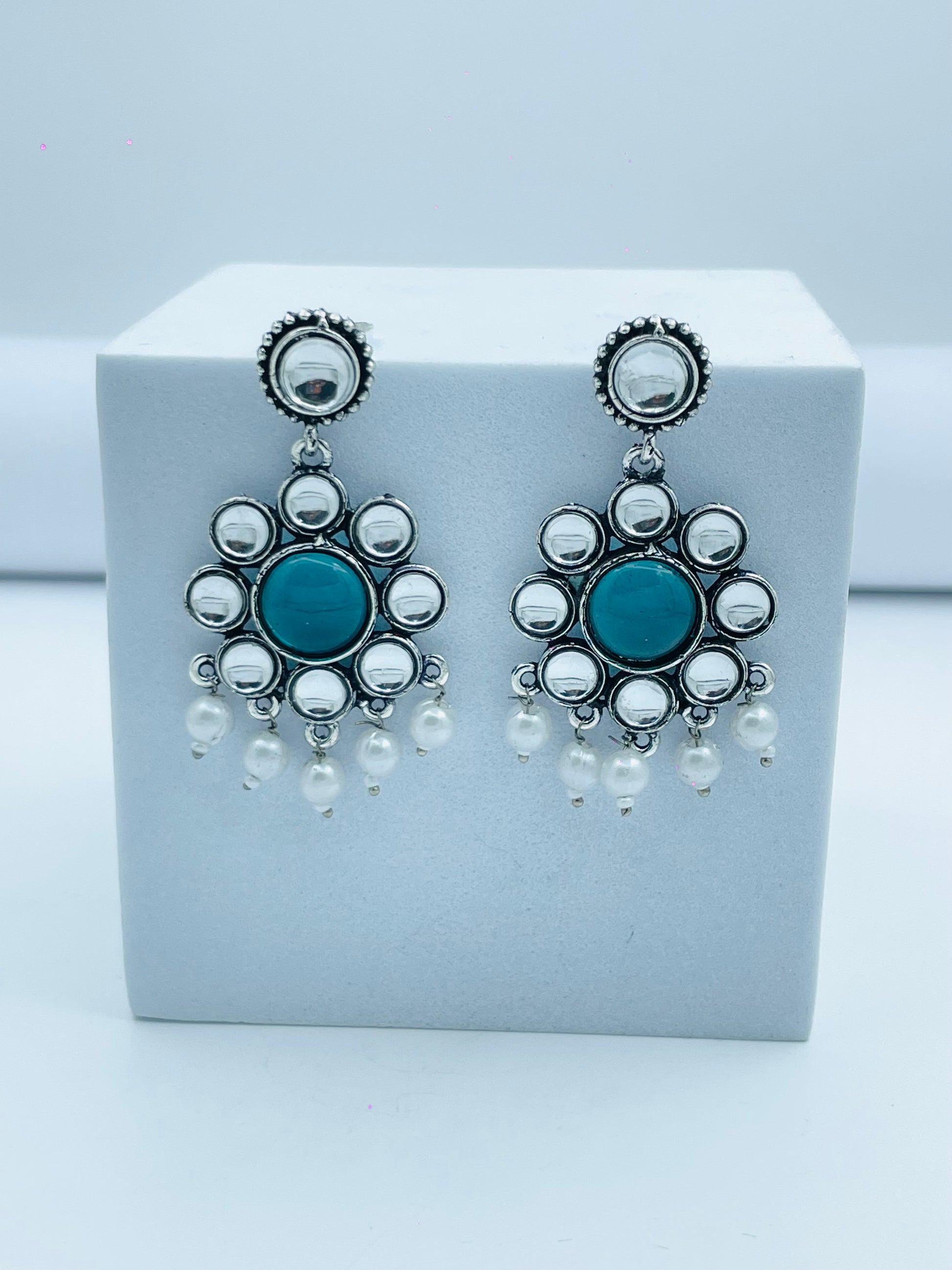 Elegant Turquoise and Pearl Dangle Earrings