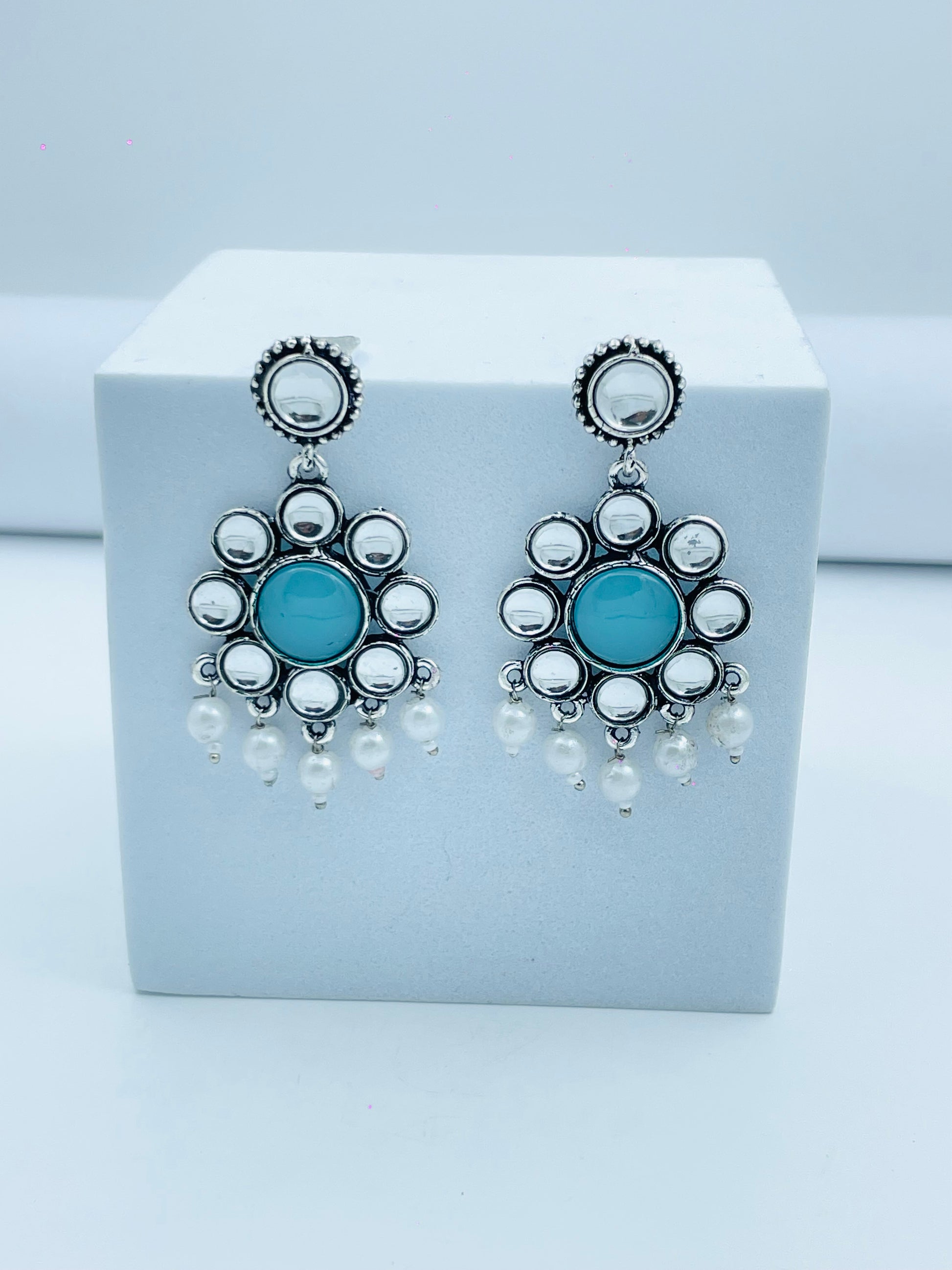 Elegant Turquoise and Pearl Dangle Earrings