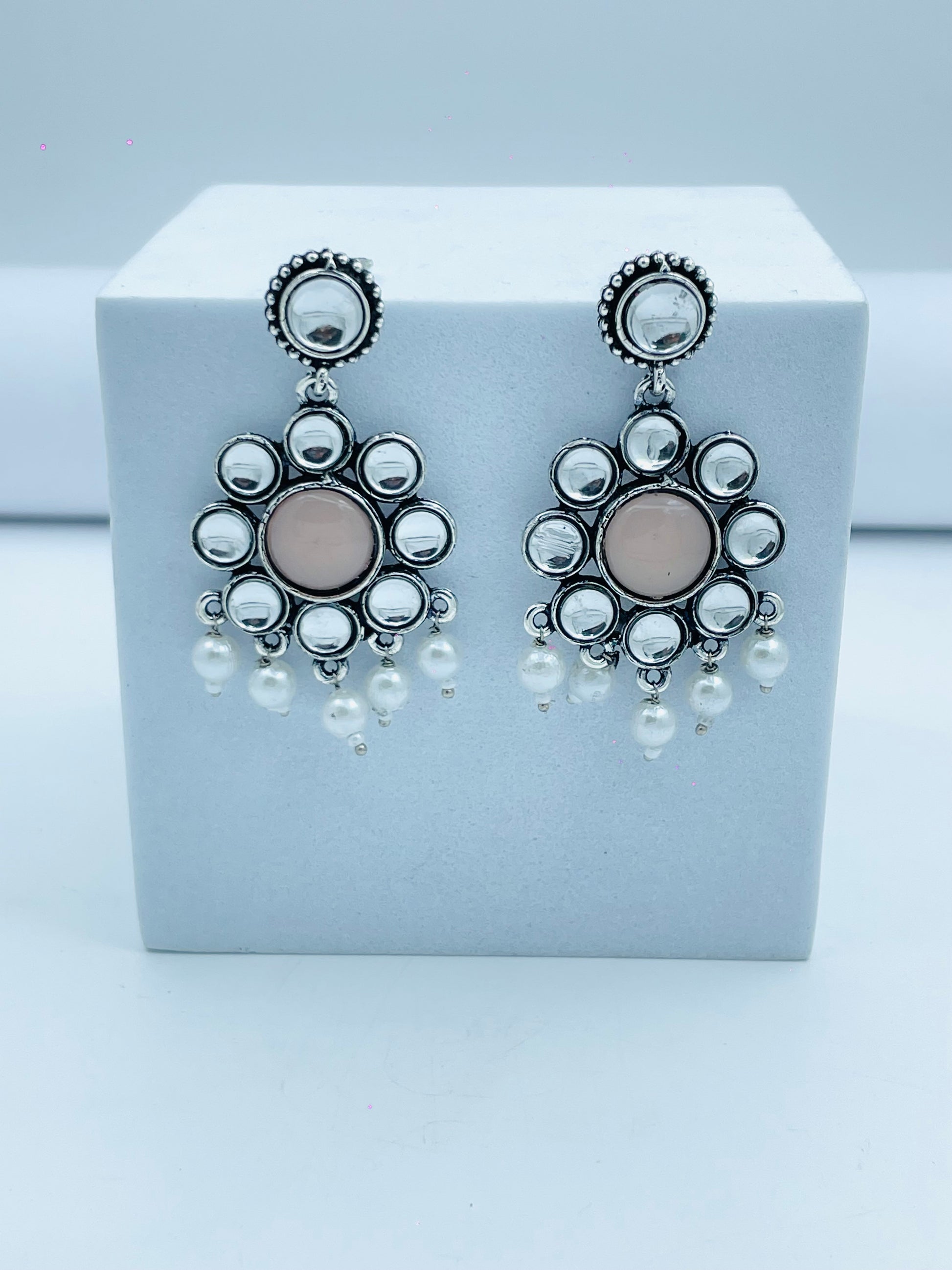 Elegant Flower Design Pearl Drop Earrings