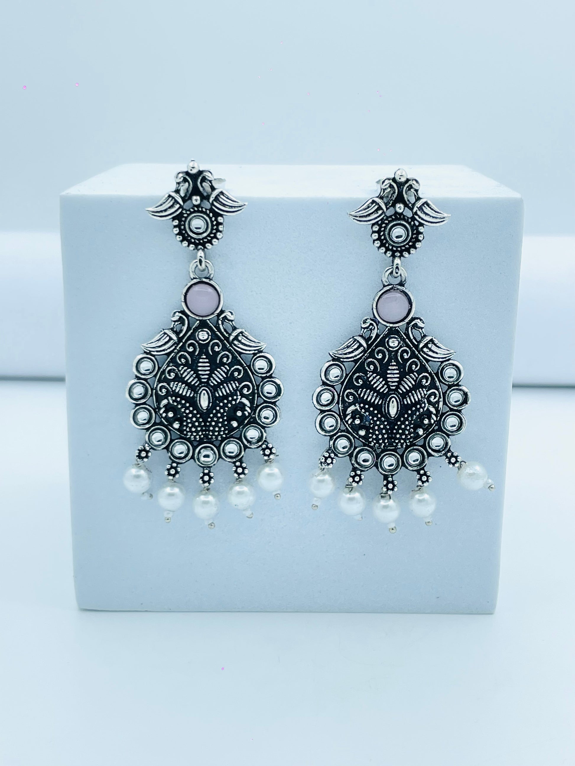 Elegant Traditional Silver Oxidized Jhumka Earrings