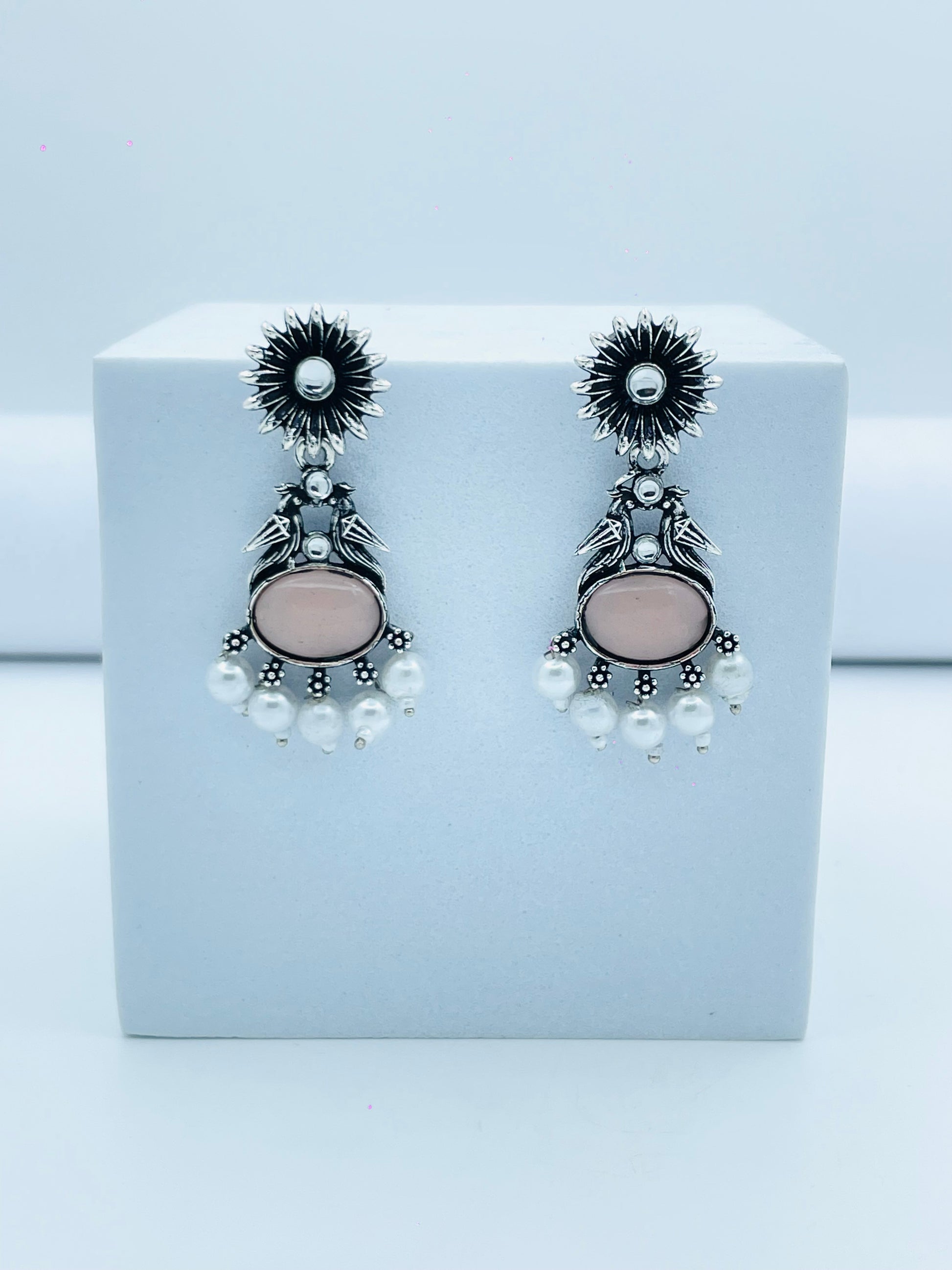 Elegant Silver and Pearl Dangle Earrings  Stylish Jewelry