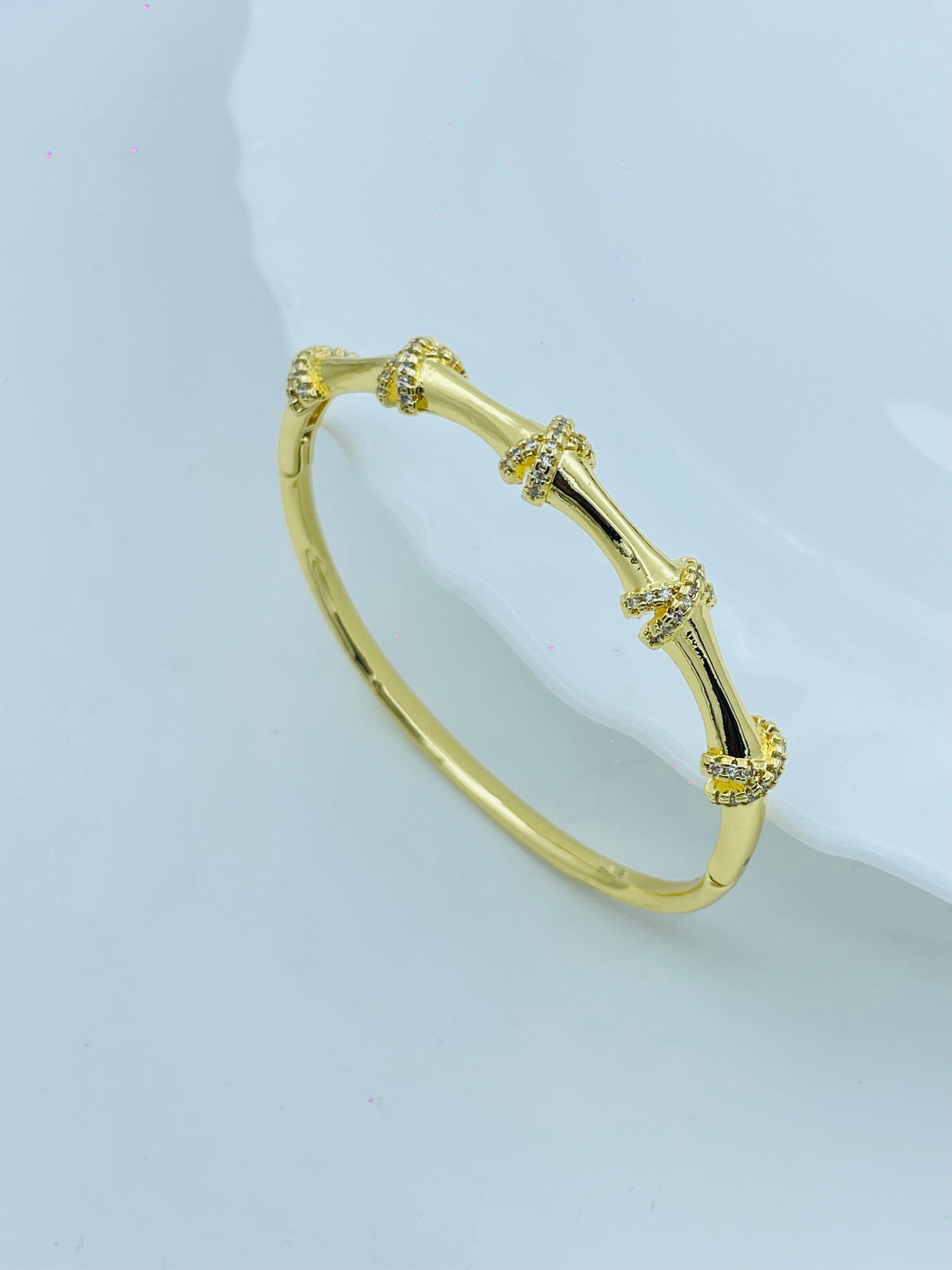 Elegant Gold Bamboo Bangle Bracelet