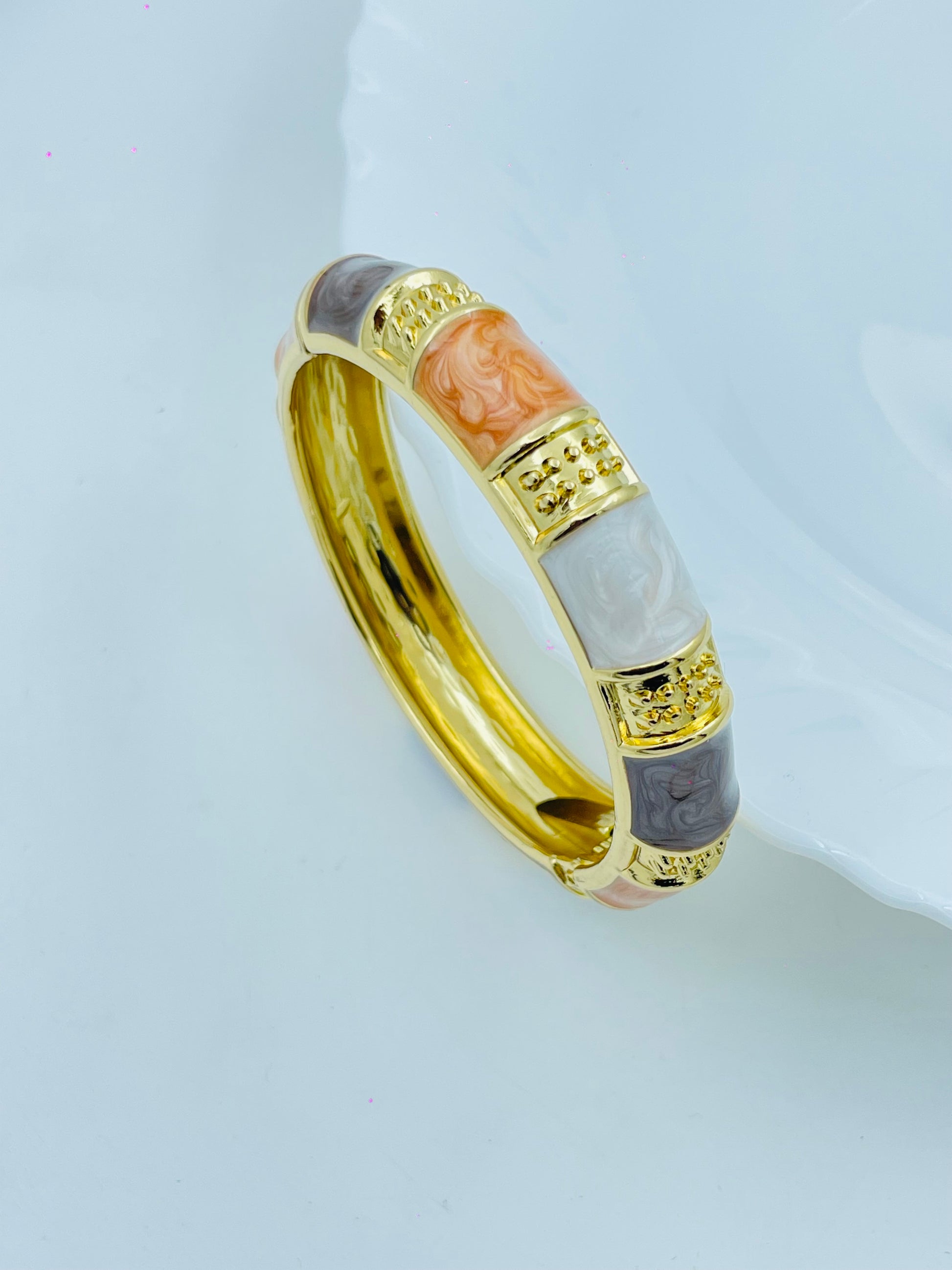 Elegant Gold and Enamel Bangle Bracelet