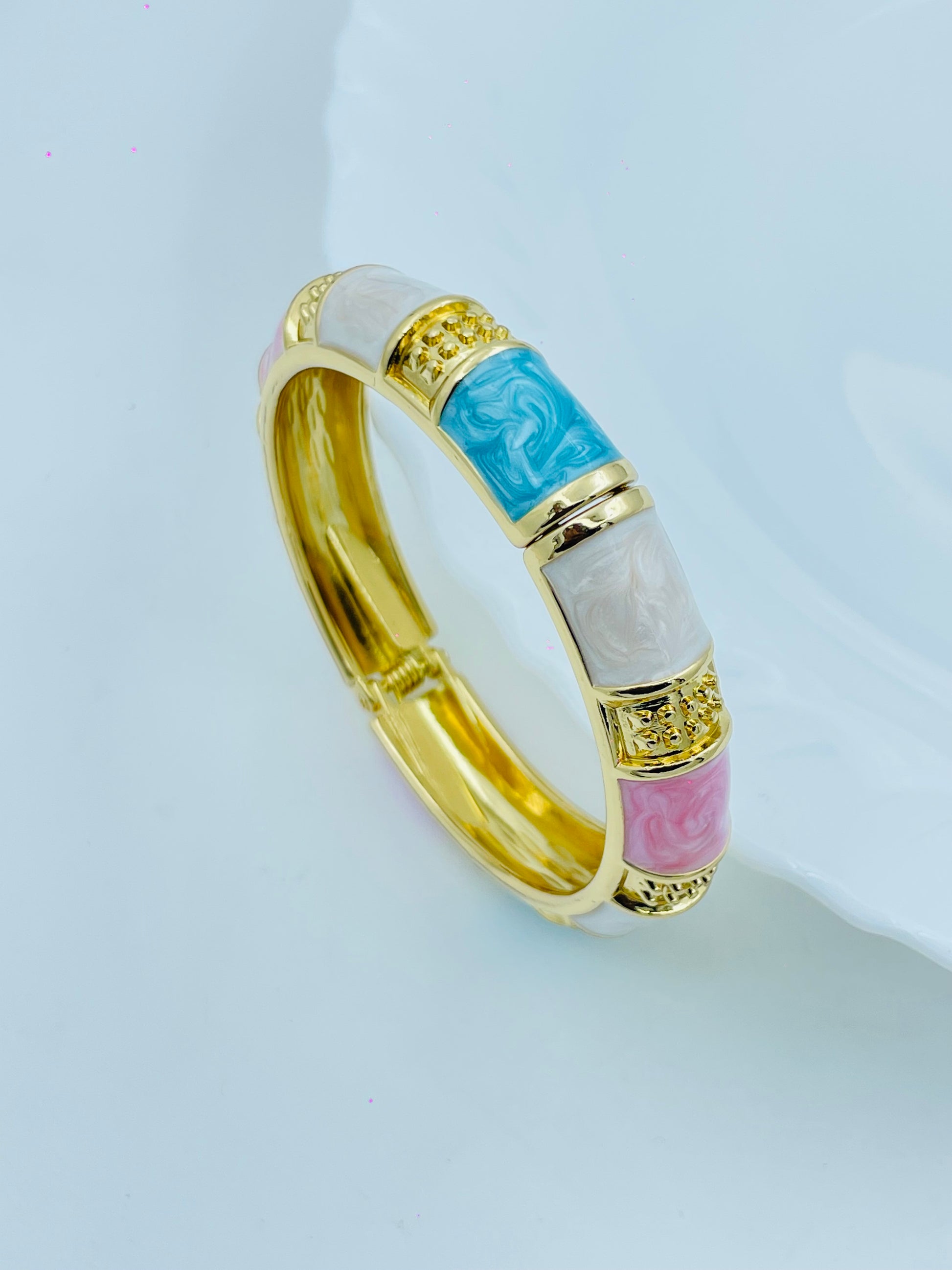 Stylish Multicolor Enamel Gold Bangle  Unique Jewelry